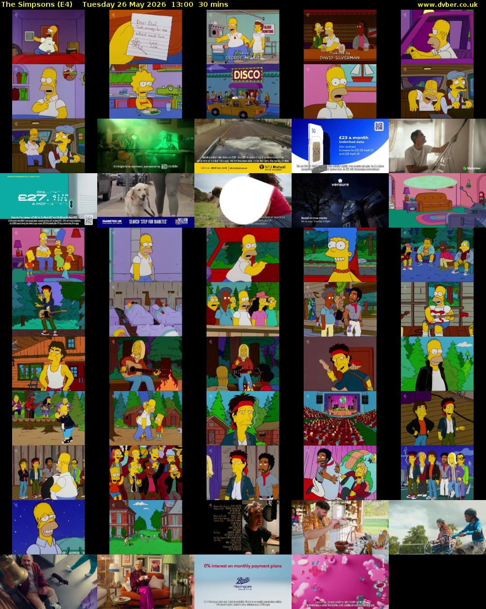 The Simpsons (E4) Tuesday 26 May 2026 13:00 - 13:30