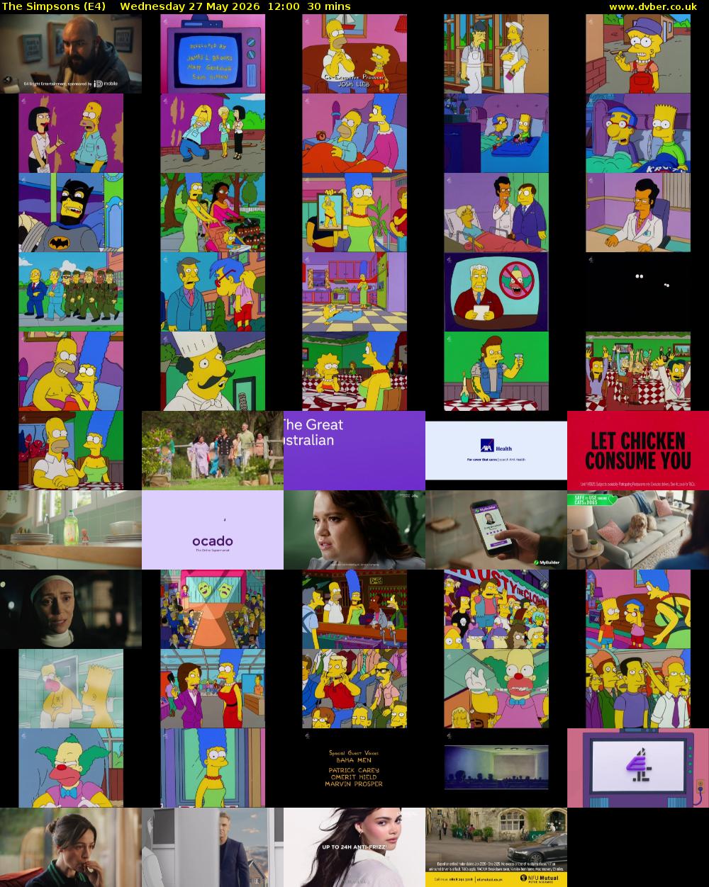 The Simpsons (E4) Wednesday 27 May 2026 12:00 - 12:30