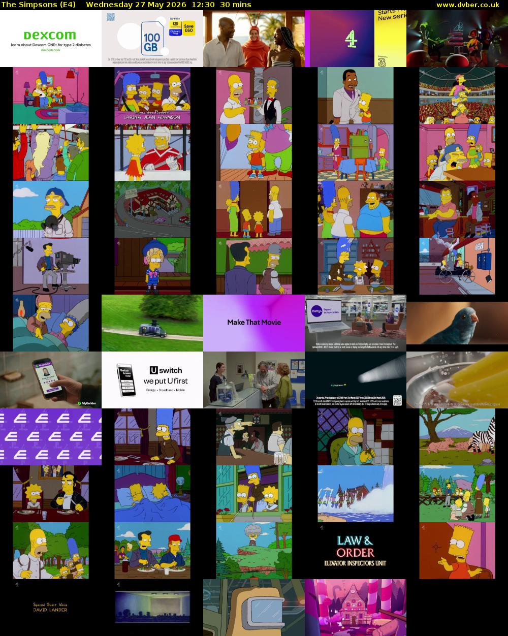 The Simpsons (E4) Wednesday 27 May 2026 12:30 - 13:00