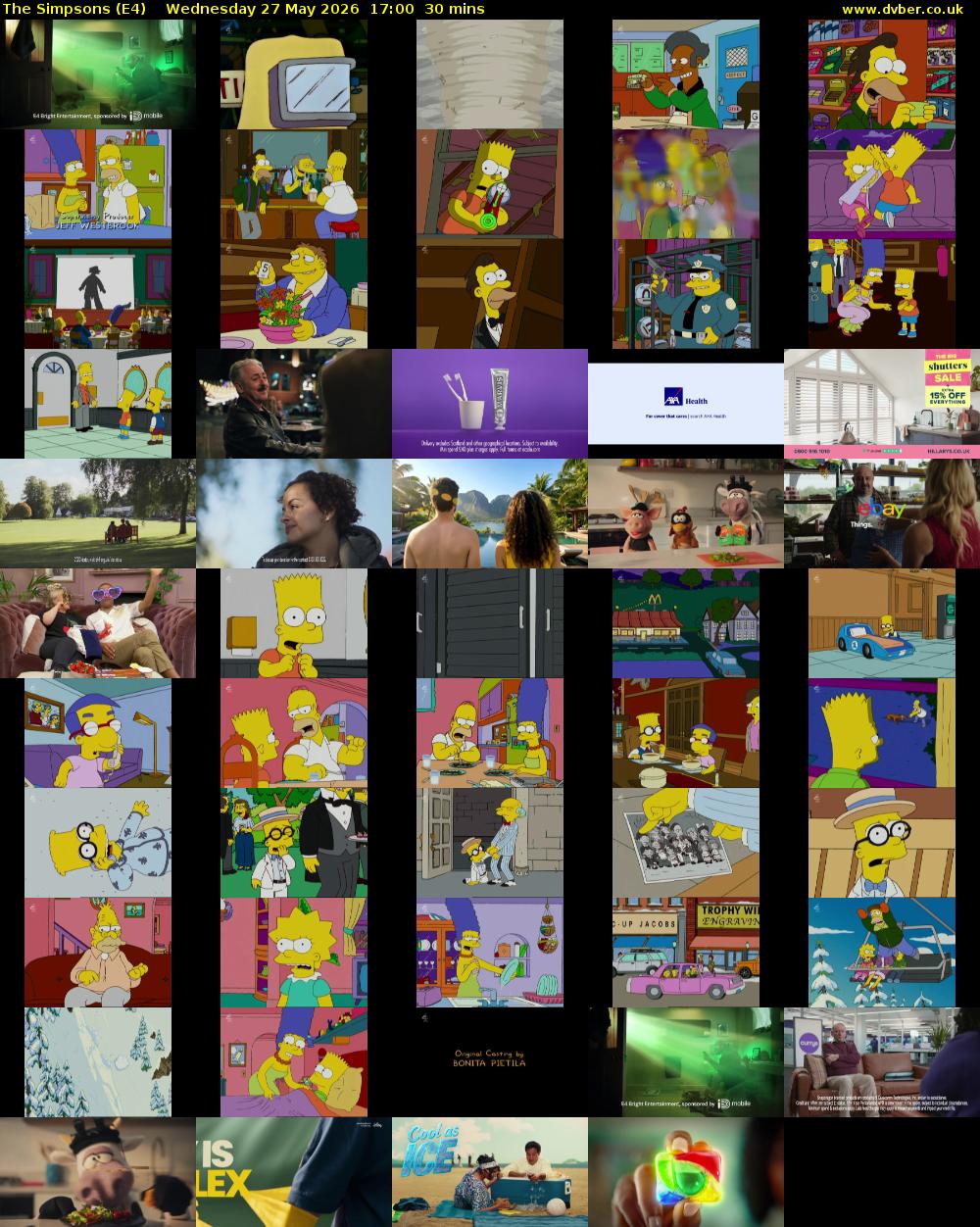 The Simpsons (E4) Wednesday 27 May 2026 17:00 - 17:30