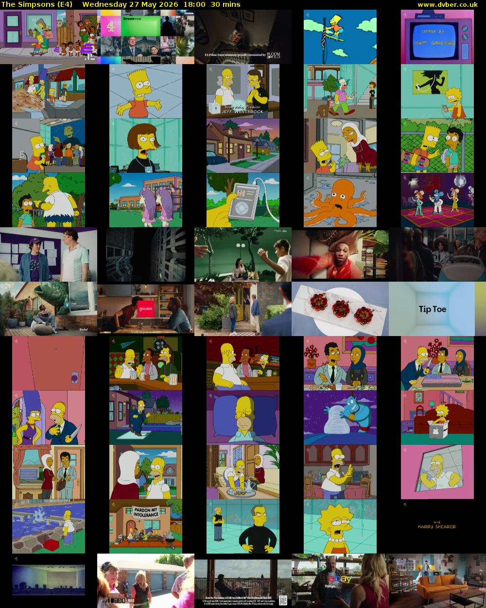 The Simpsons (E4) Wednesday 27 May 2026 18:00 - 18:30