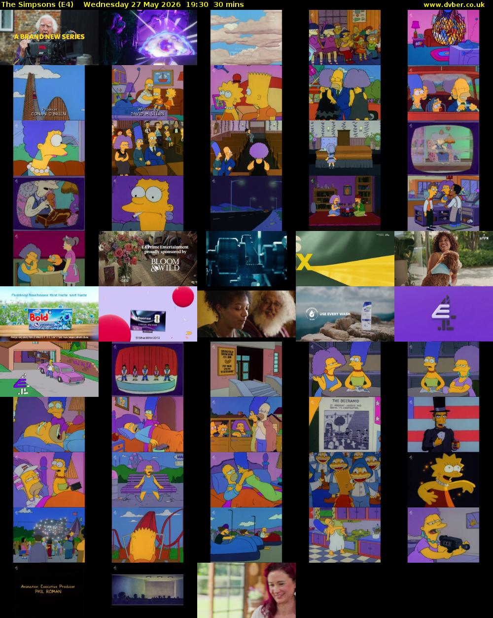 The Simpsons (E4) Wednesday 27 May 2026 19:30 - 20:00