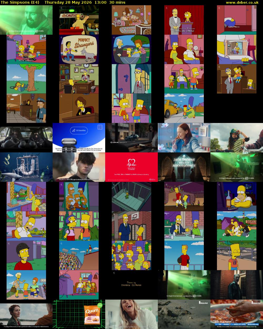 The Simpsons (E4) Thursday 28 May 2026 13:00 - 13:30