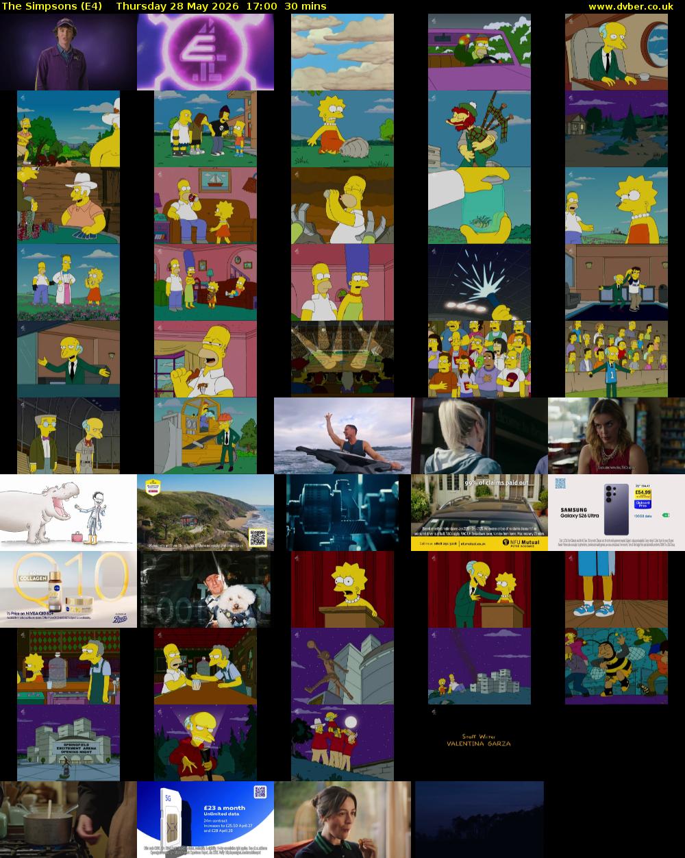 The Simpsons (E4) Thursday 28 May 2026 17:00 - 17:30