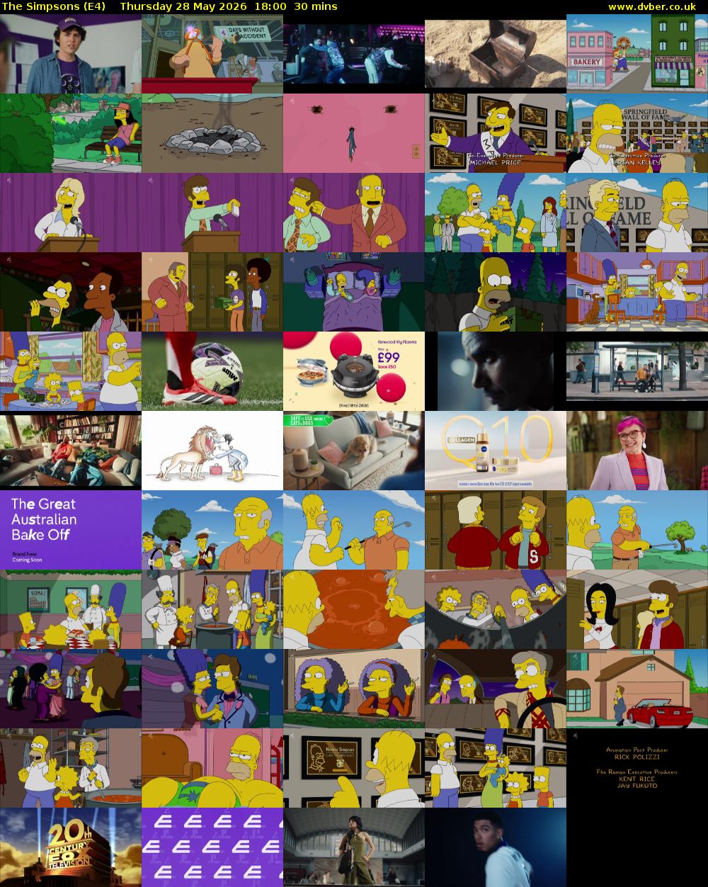 The Simpsons (E4) Thursday 28 May 2026 18:00 - 18:30