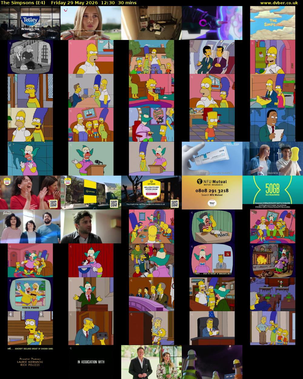 The Simpsons (E4) Friday 29 May 2026 12:30 - 13:00