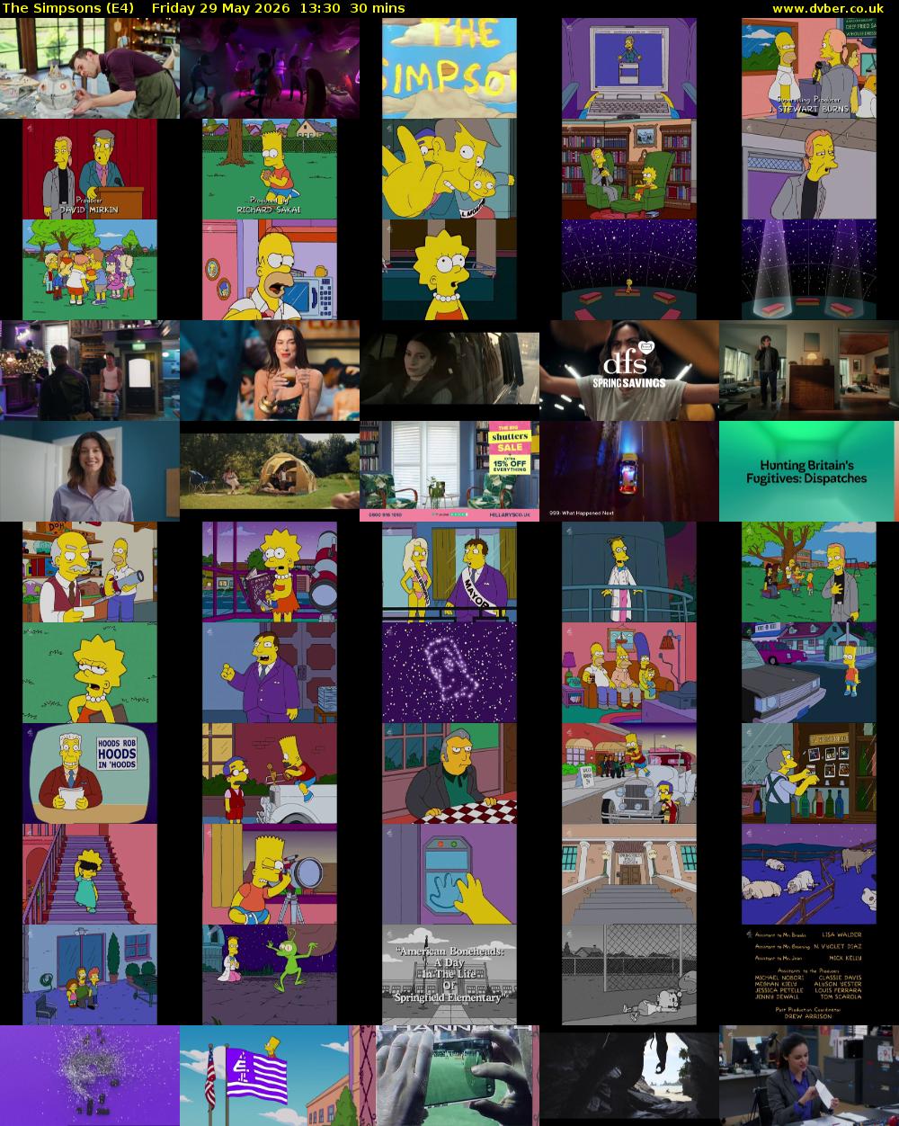 The Simpsons (E4) Friday 29 May 2026 13:30 - 14:00