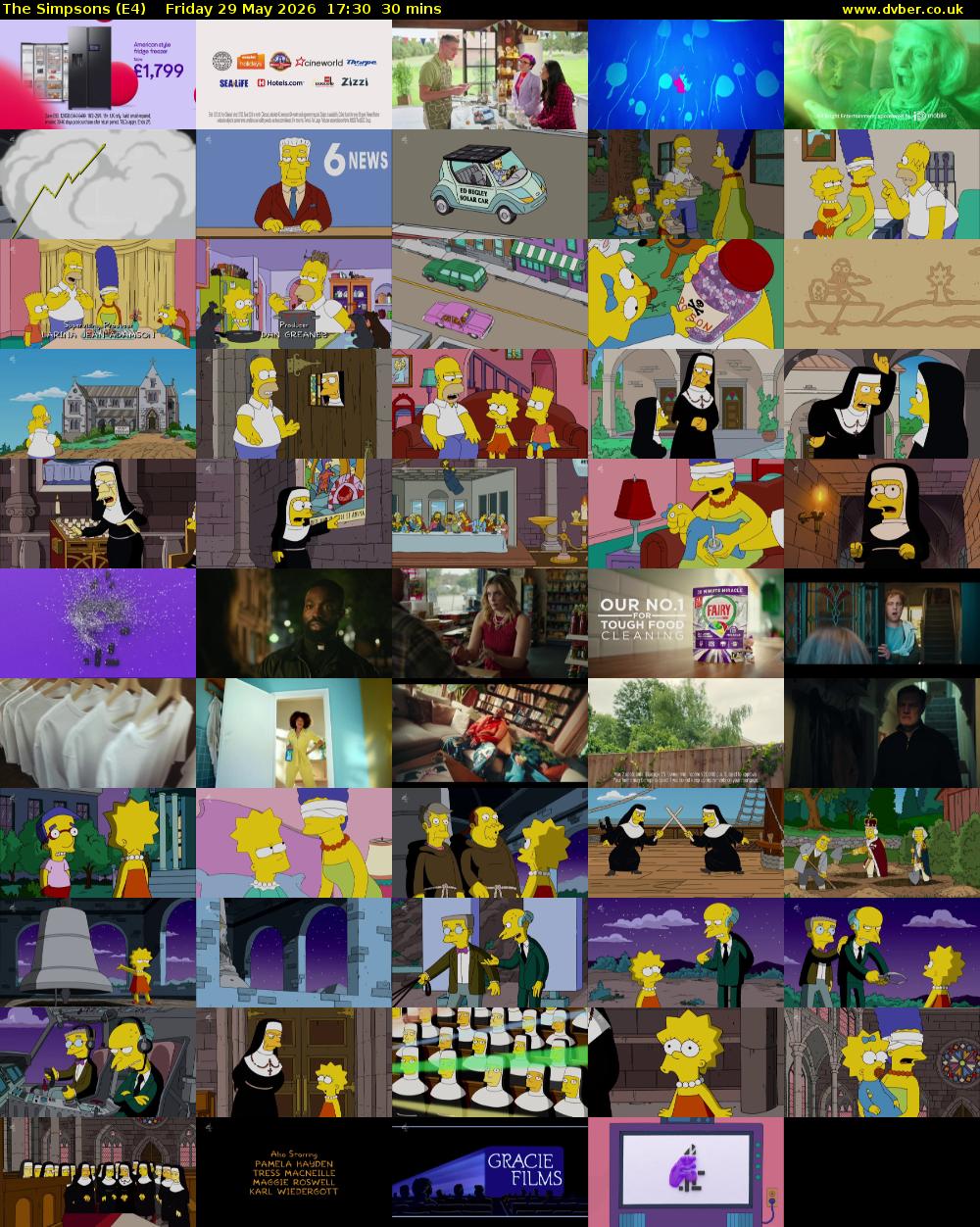The Simpsons (E4) Friday 29 May 2026 17:30 - 18:00