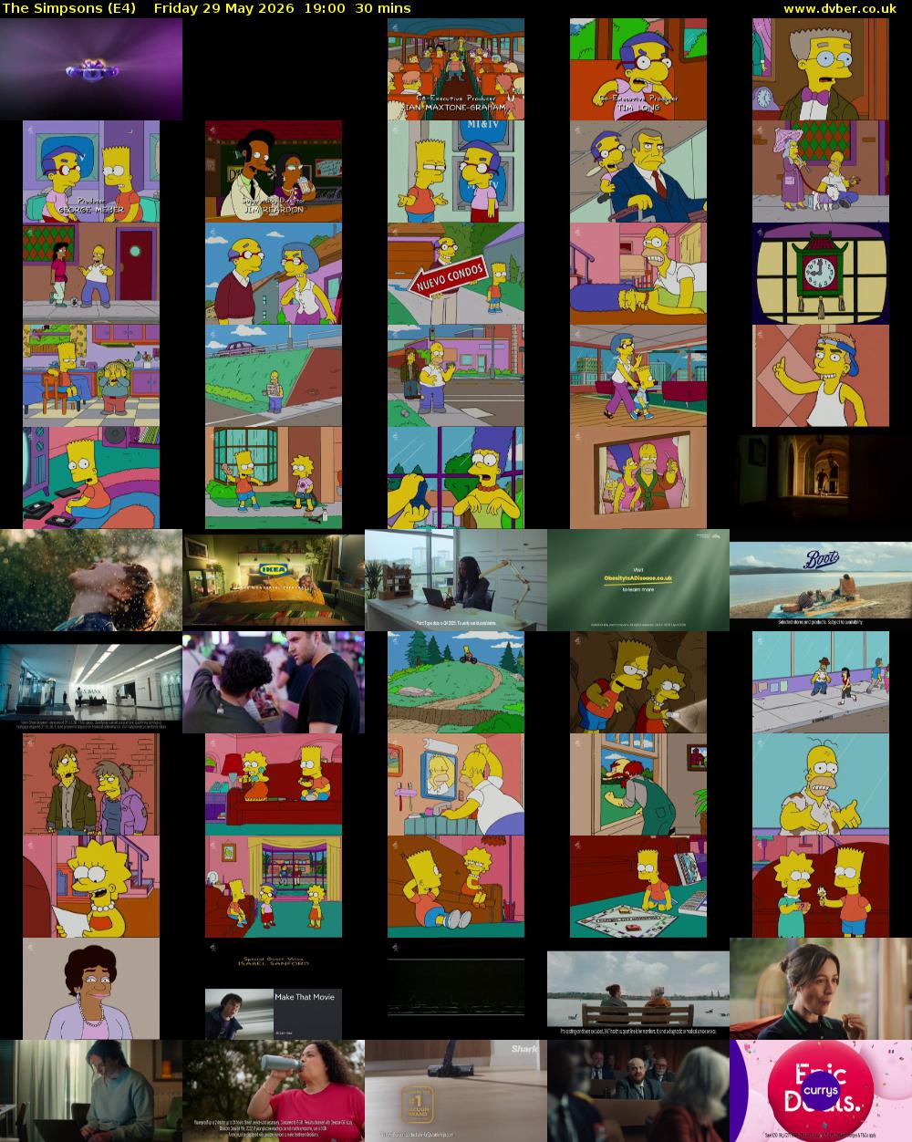 The Simpsons (E4) Friday 29 May 2026 19:00 - 19:30