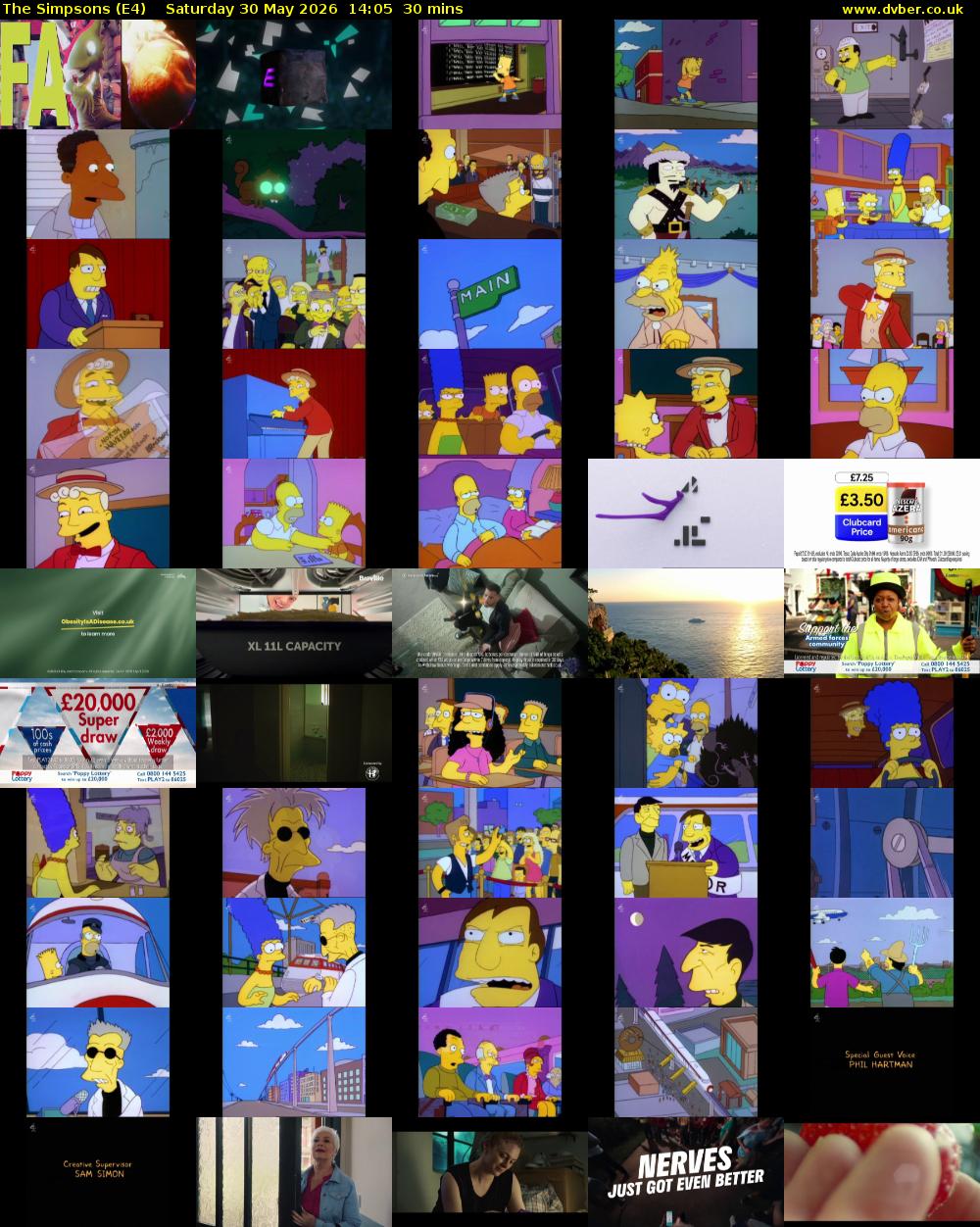The Simpsons (E4) Saturday 30 May 2026 14:05 - 14:35