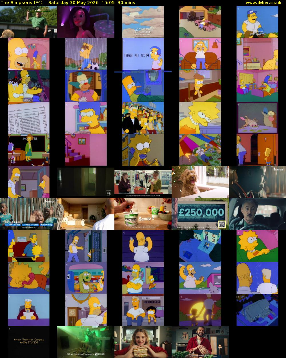 The Simpsons (E4) Saturday 30 May 2026 15:05 - 15:35