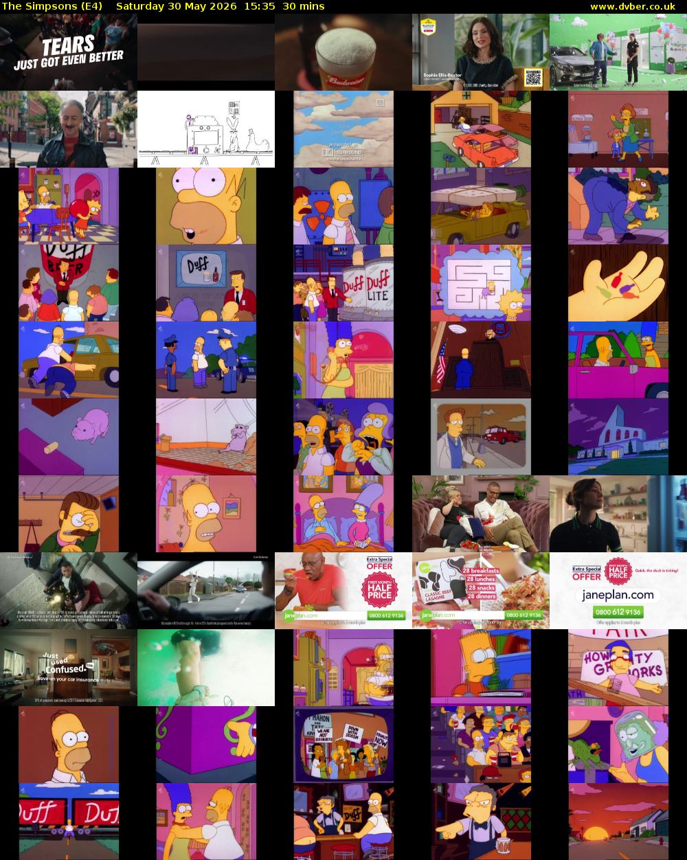 The Simpsons (E4) Saturday 30 May 2026 15:35 - 16:05