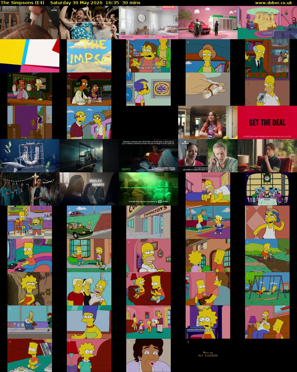 The Simpsons (E4) Saturday 30 May 2026 16:35 - 17:05