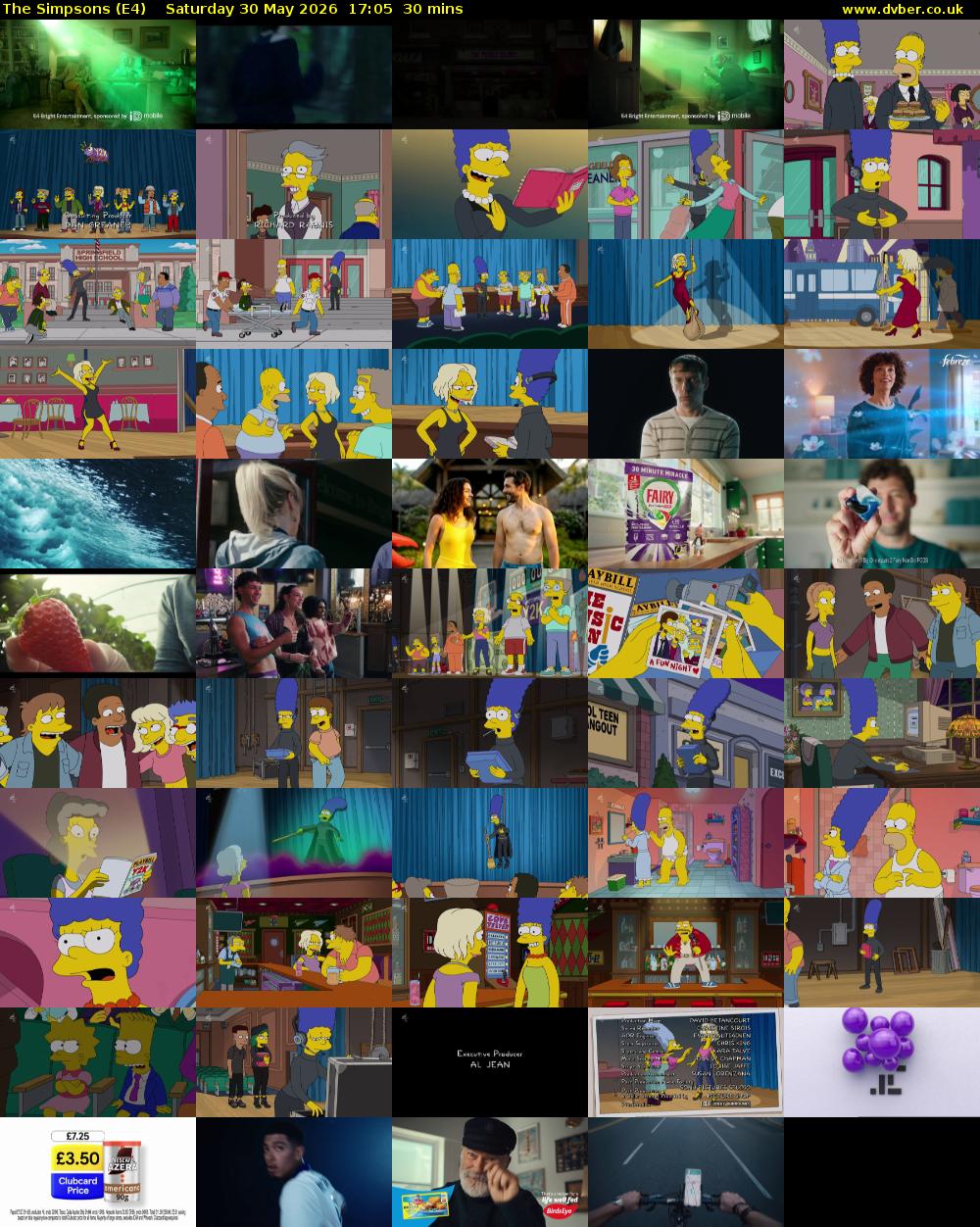 The Simpsons (E4) Saturday 30 May 2026 17:05 - 17:35