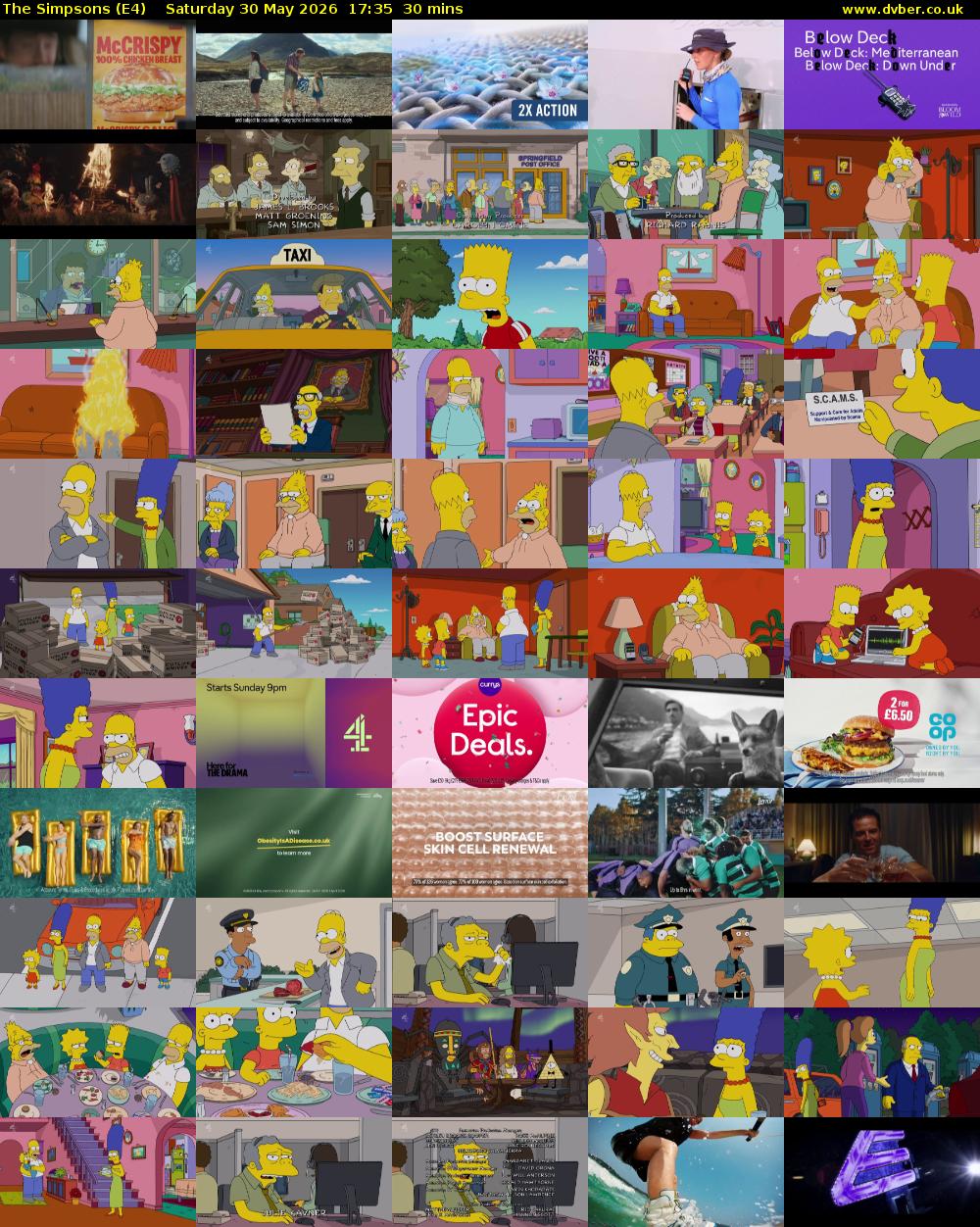 The Simpsons (E4) Saturday 30 May 2026 17:35 - 18:05
