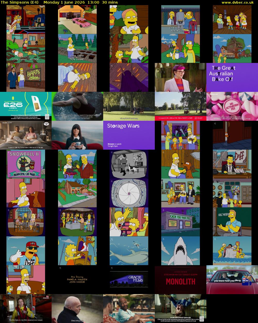 The Simpsons (E4) Monday 1 June 2026 13:00 - 13:30