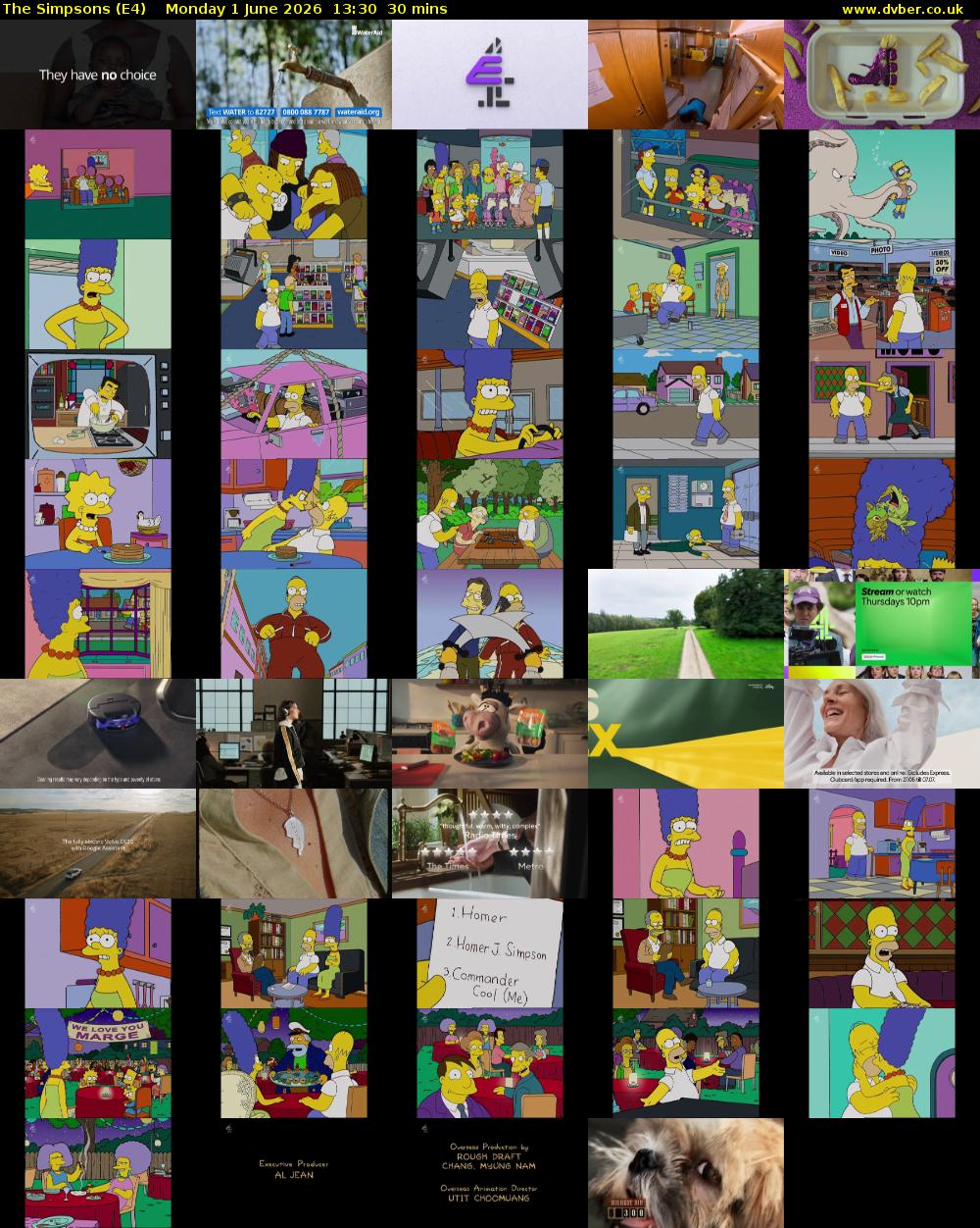The Simpsons (E4) Monday 1 June 2026 13:30 - 14:00