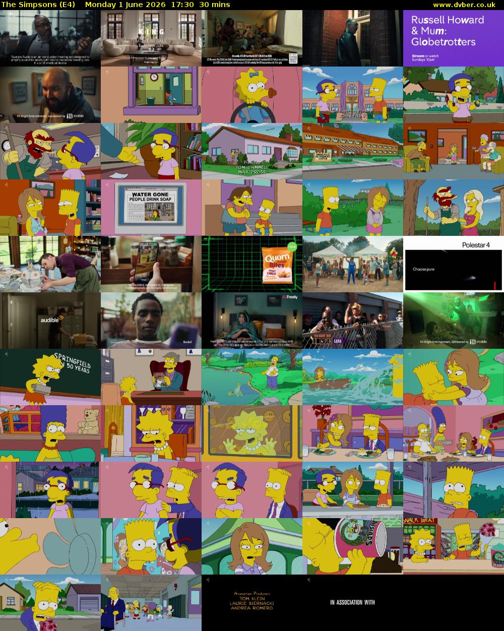 The Simpsons (E4) Monday 1 June 2026 17:30 - 18:00