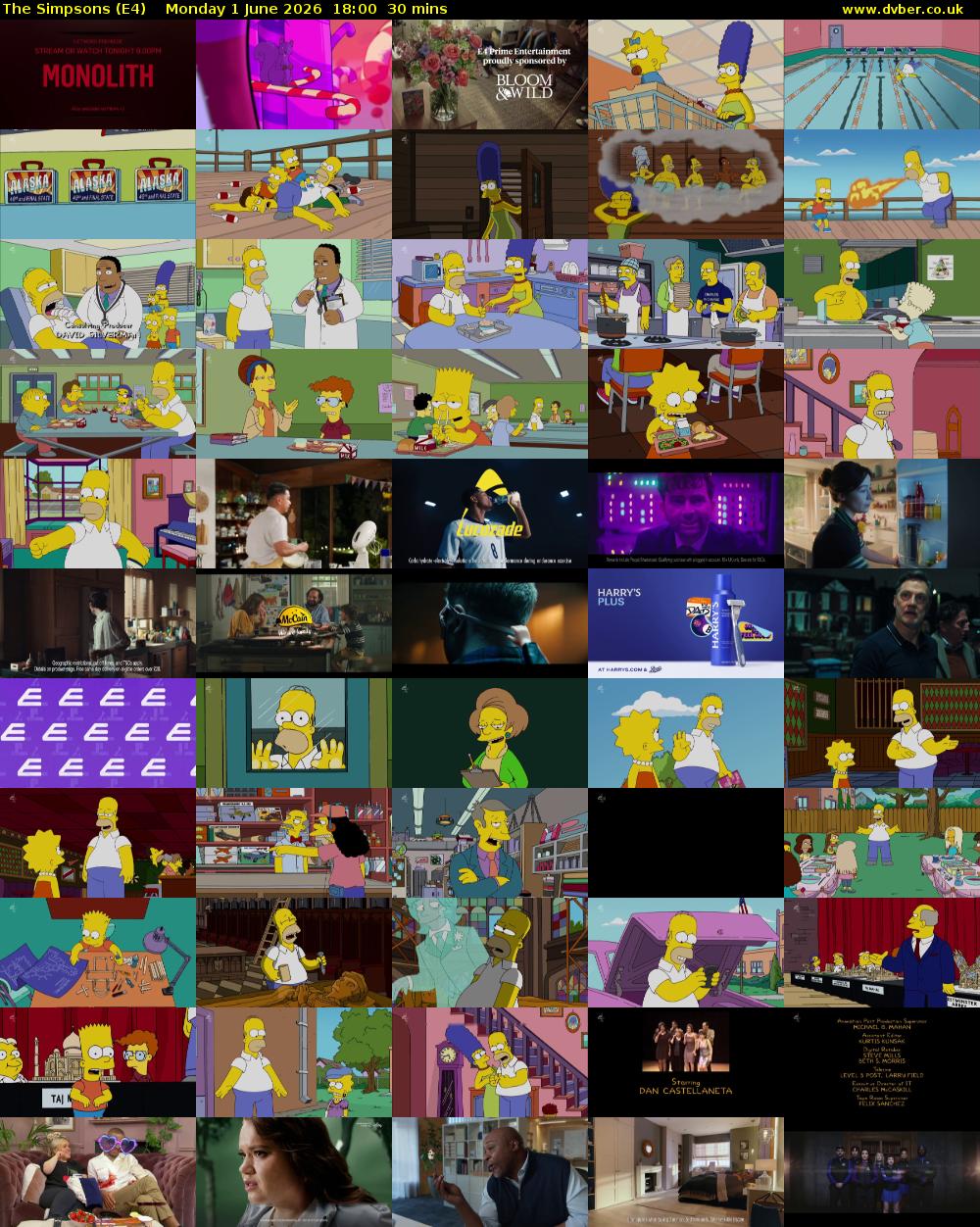 The Simpsons (E4) Monday 1 June 2026 18:00 - 18:30
