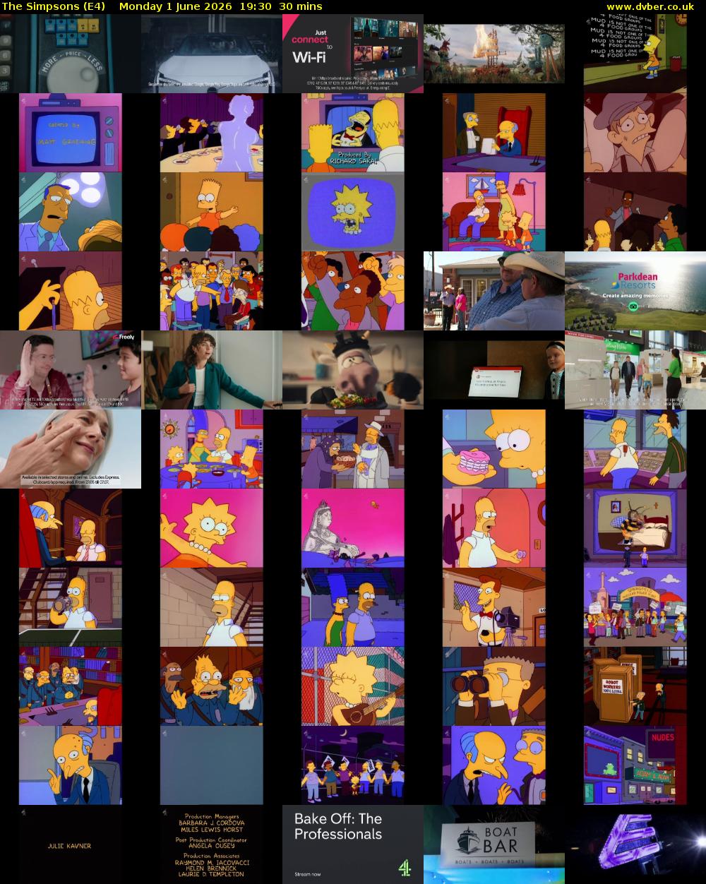 The Simpsons (E4) Monday 1 June 2026 19:30 - 20:00