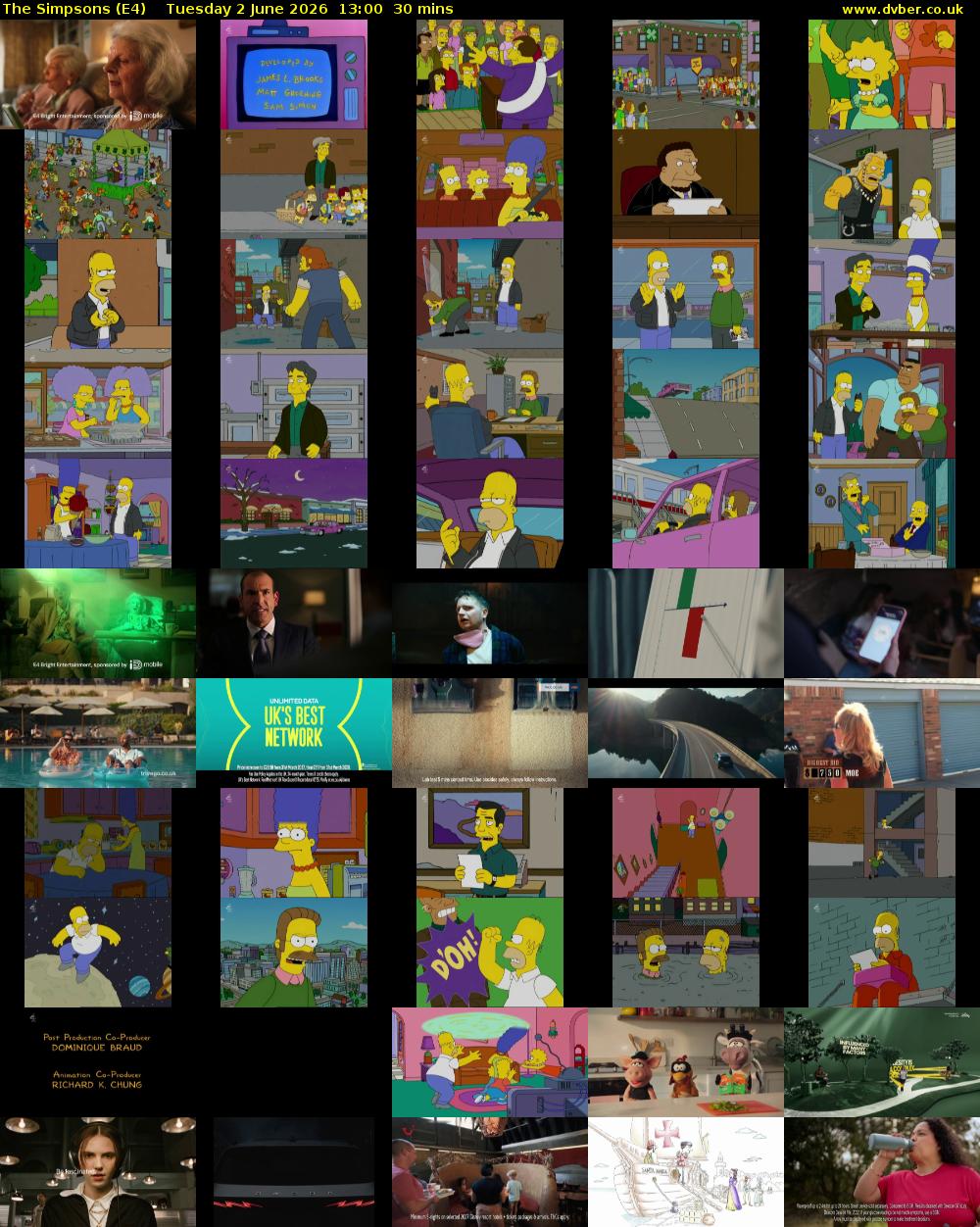 The Simpsons (E4) Tuesday 2 June 2026 13:00 - 13:30