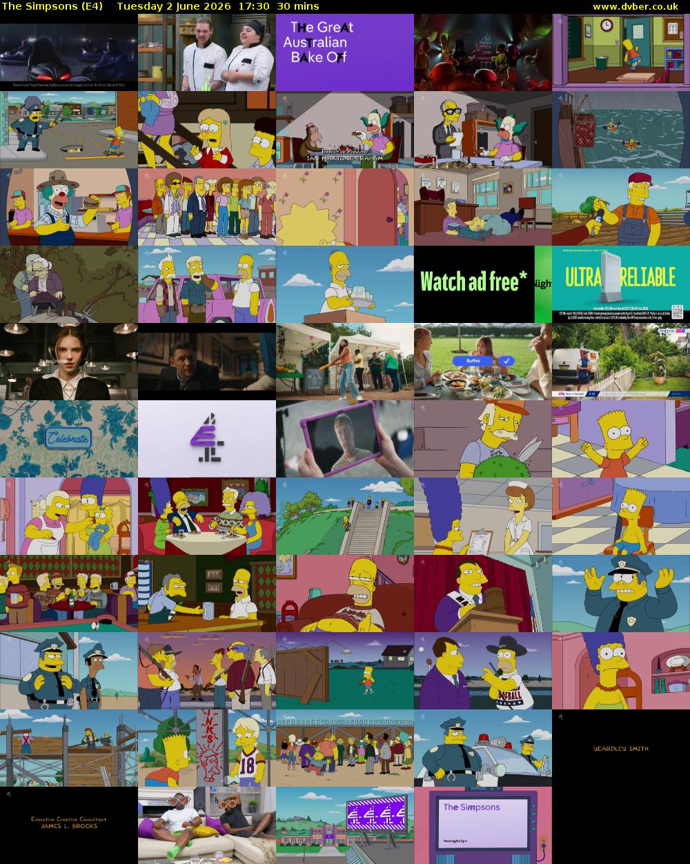 The Simpsons (E4) Tuesday 2 June 2026 17:30 - 18:00