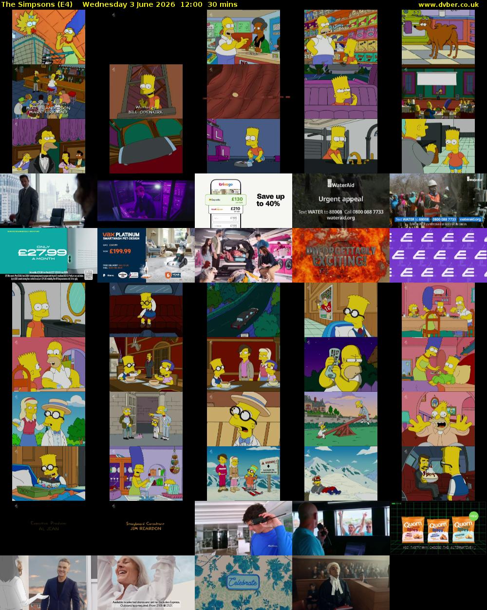 The Simpsons (E4) Wednesday 3 June 2026 12:00 - 12:30