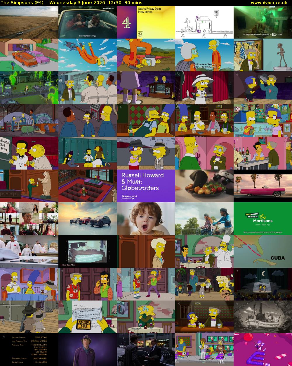 The Simpsons (E4) Wednesday 3 June 2026 12:30 - 13:00