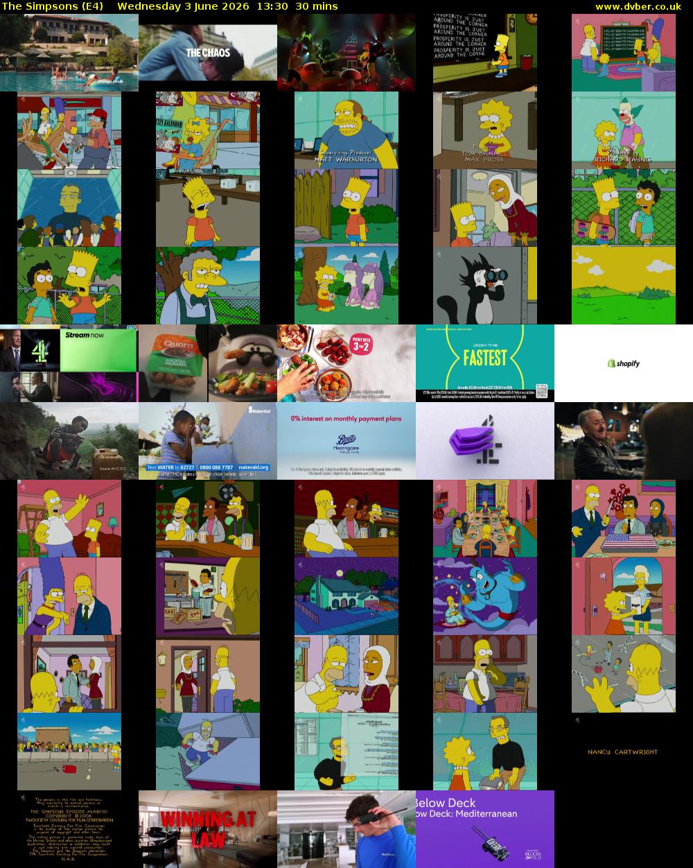 The Simpsons (E4) Wednesday 3 June 2026 13:30 - 14:00