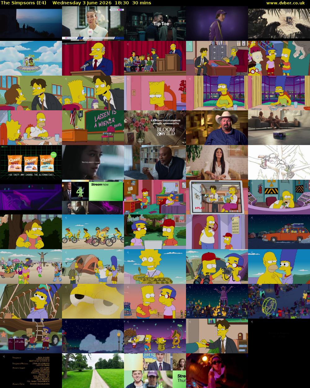 The Simpsons (E4) Wednesday 3 June 2026 18:30 - 19:00