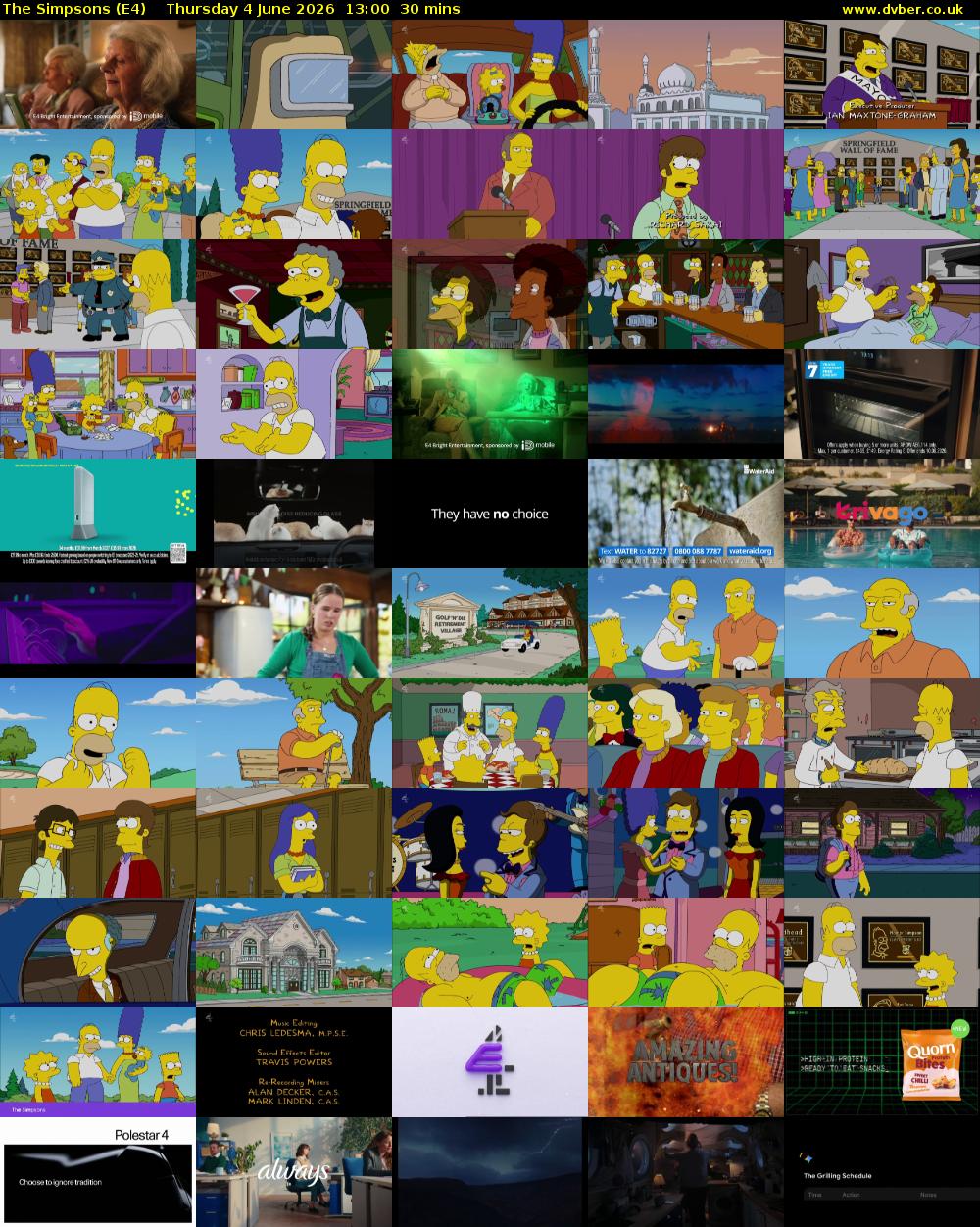 The Simpsons (E4) Thursday 4 June 2026 13:00 - 13:30