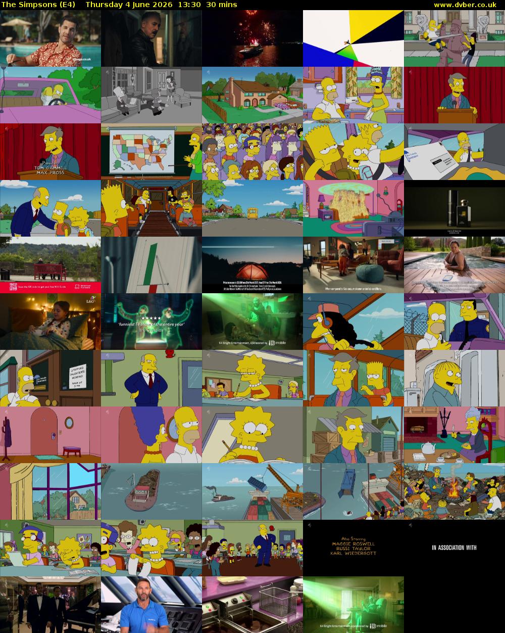The Simpsons (E4) Thursday 4 June 2026 13:30 - 14:00