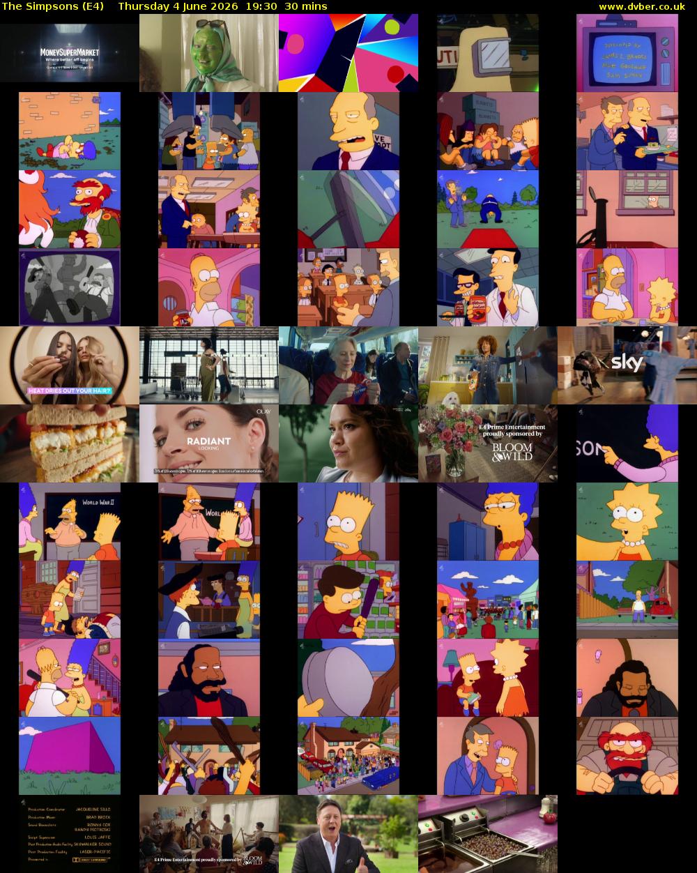 The Simpsons (E4) Thursday 4 June 2026 19:30 - 20:00