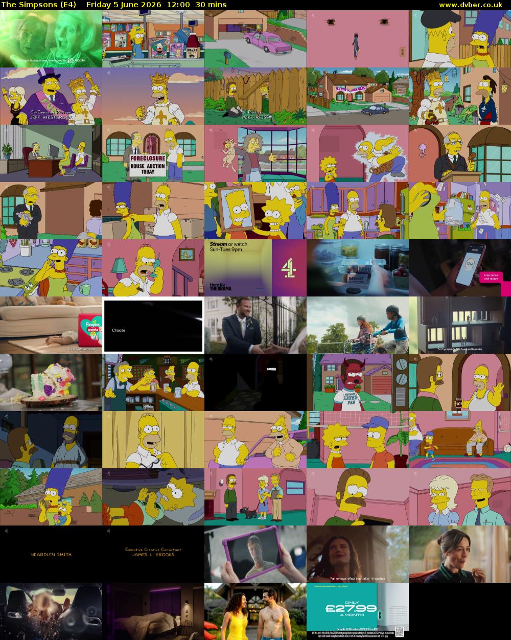 The Simpsons (E4) Friday 5 June 2026 12:00 - 12:30