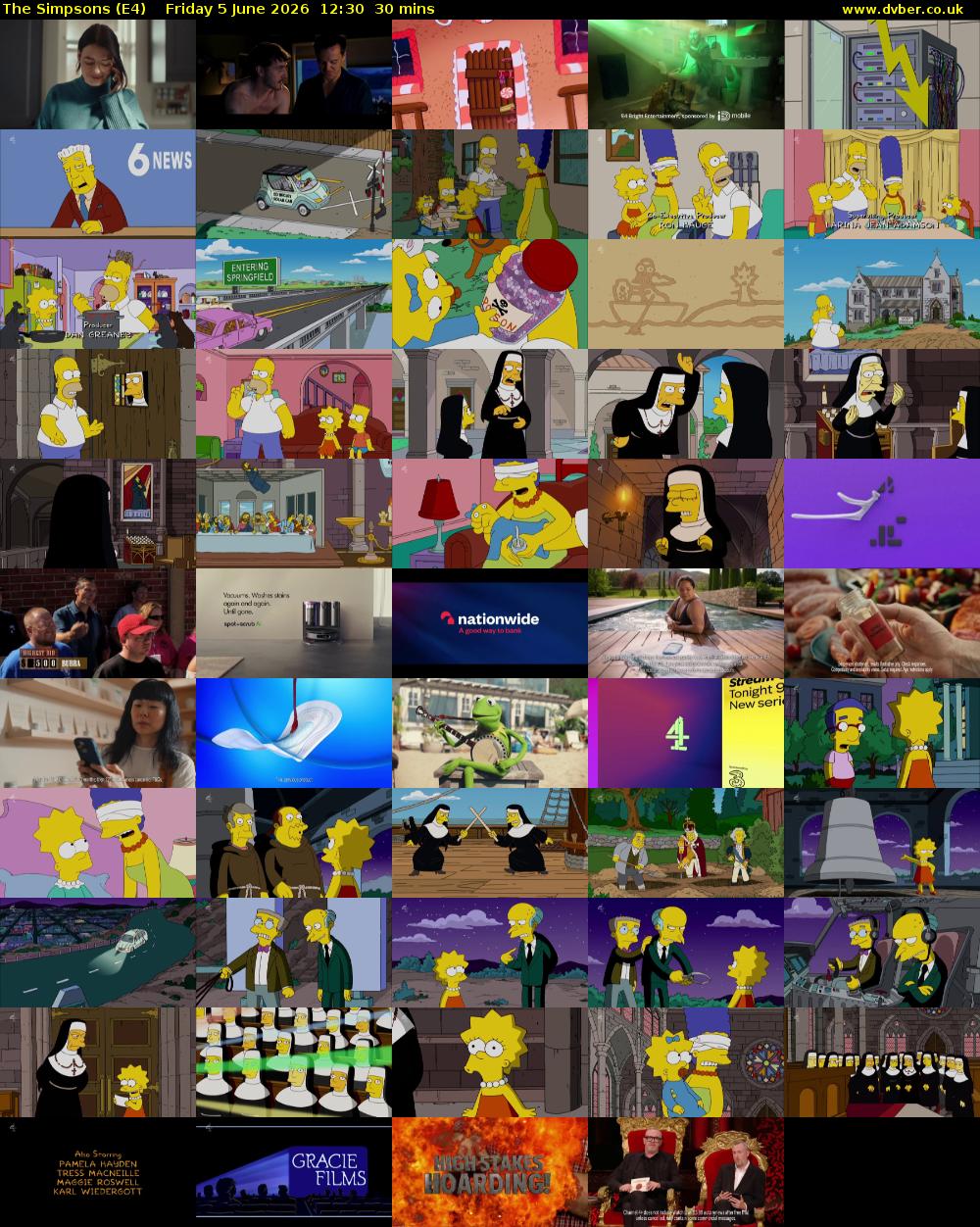 The Simpsons (E4) Friday 5 June 2026 12:30 - 13:00
