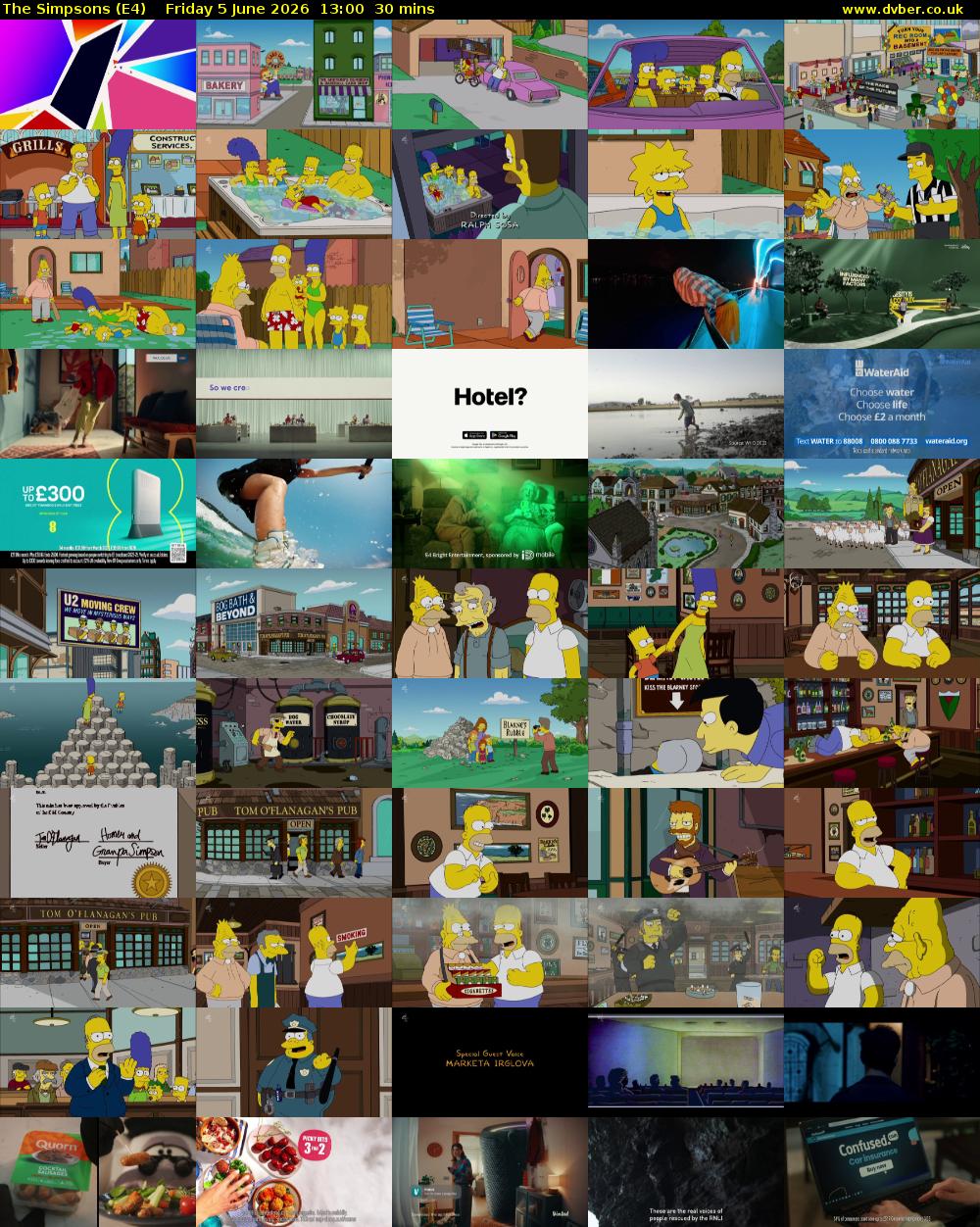 The Simpsons (E4) Friday 5 June 2026 13:00 - 13:30