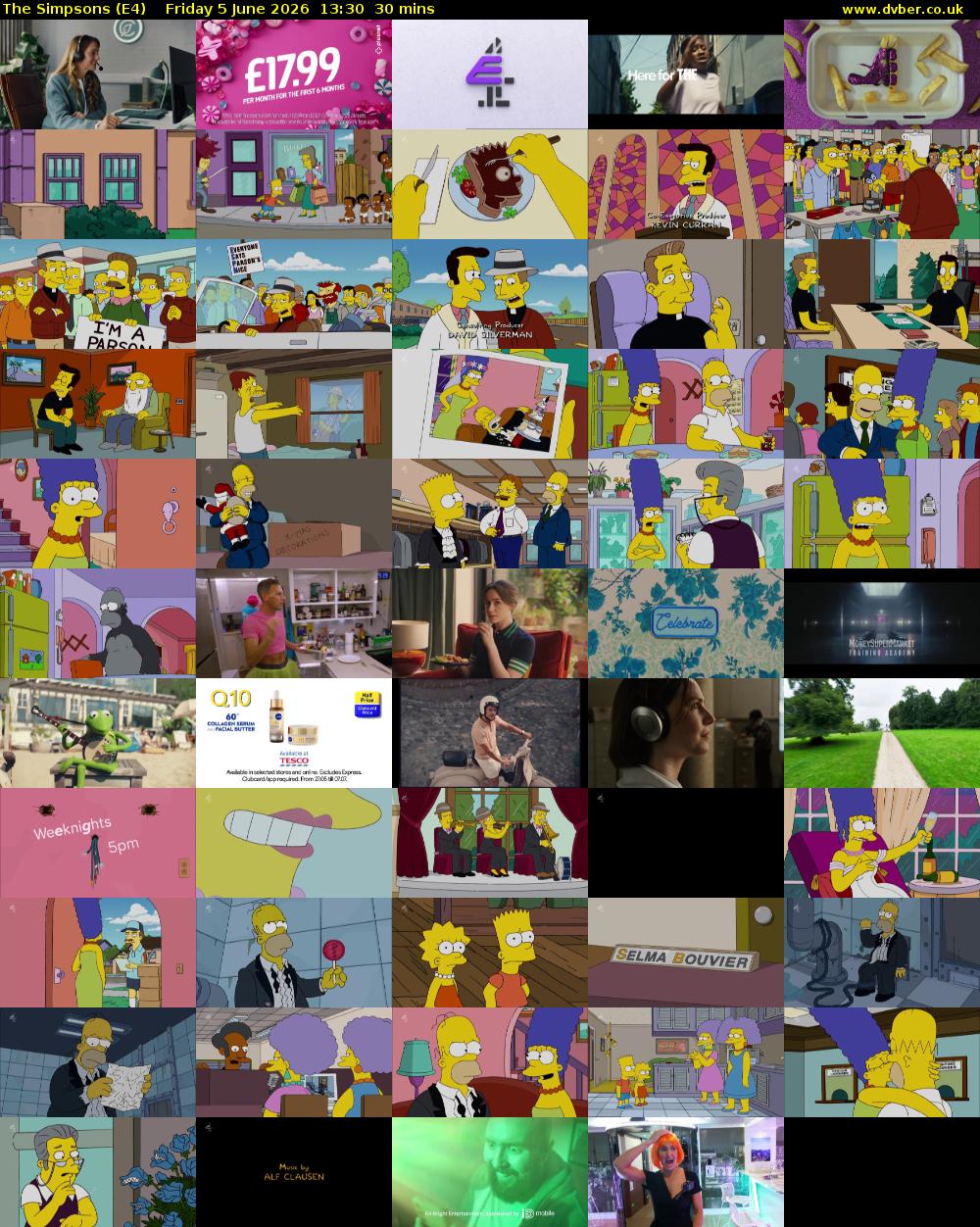 The Simpsons (E4) Friday 5 June 2026 13:30 - 14:00