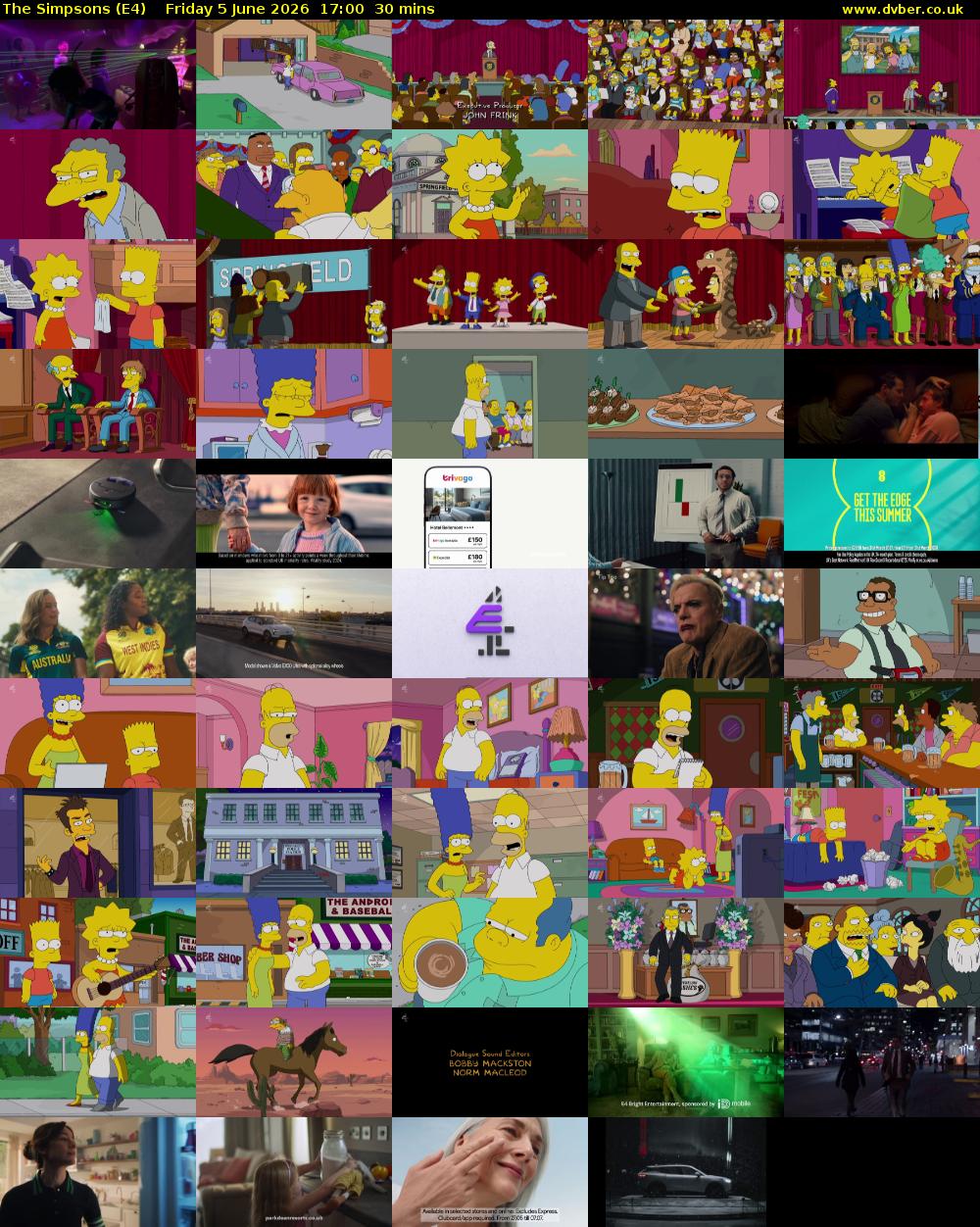 The Simpsons (E4) Friday 5 June 2026 17:00 - 17:30