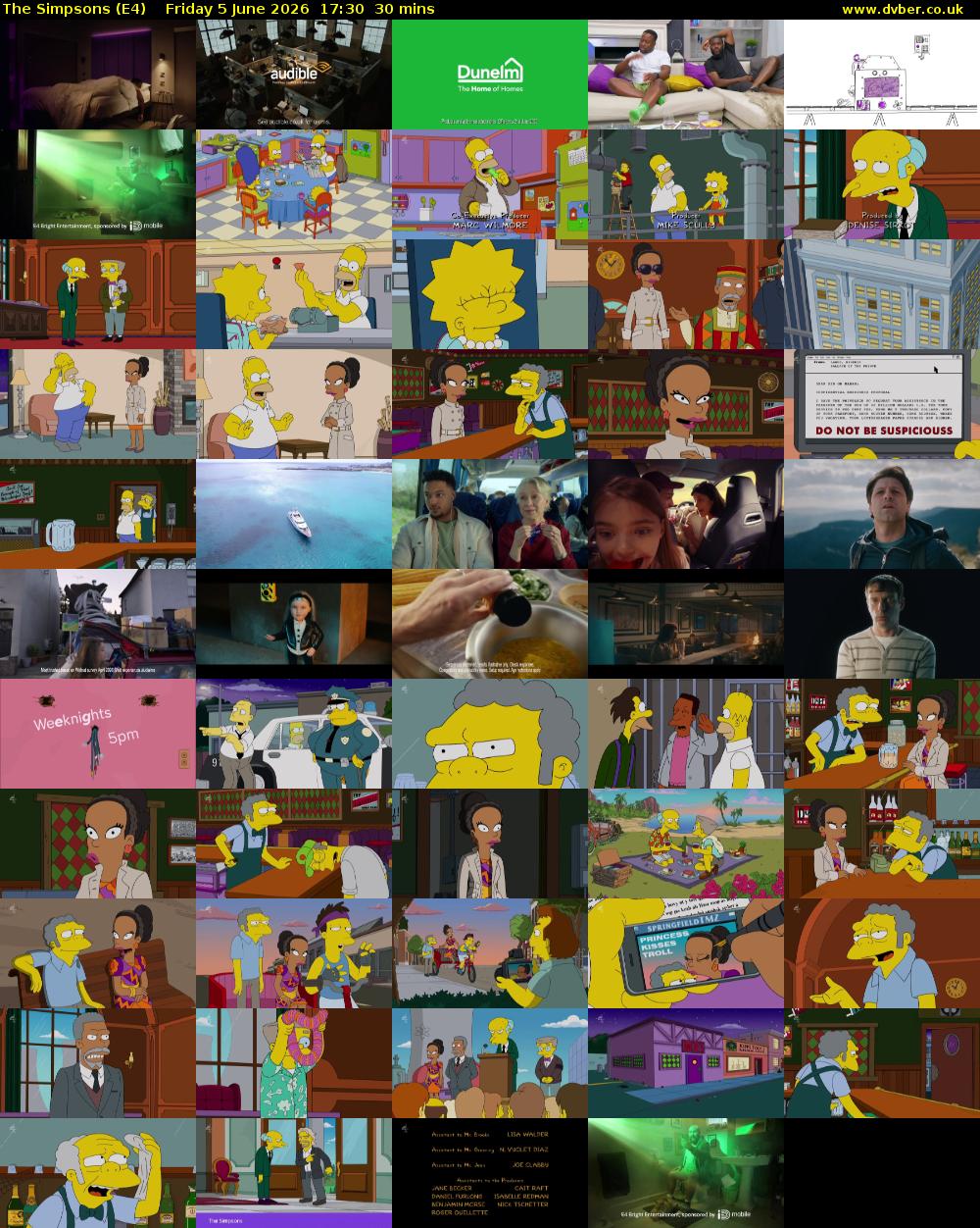 The Simpsons (E4) Friday 5 June 2026 17:30 - 18:00