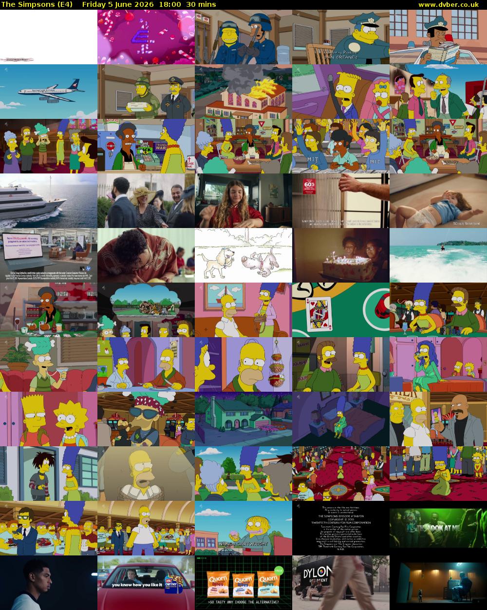 The Simpsons (E4) Friday 5 June 2026 18:00 - 18:30