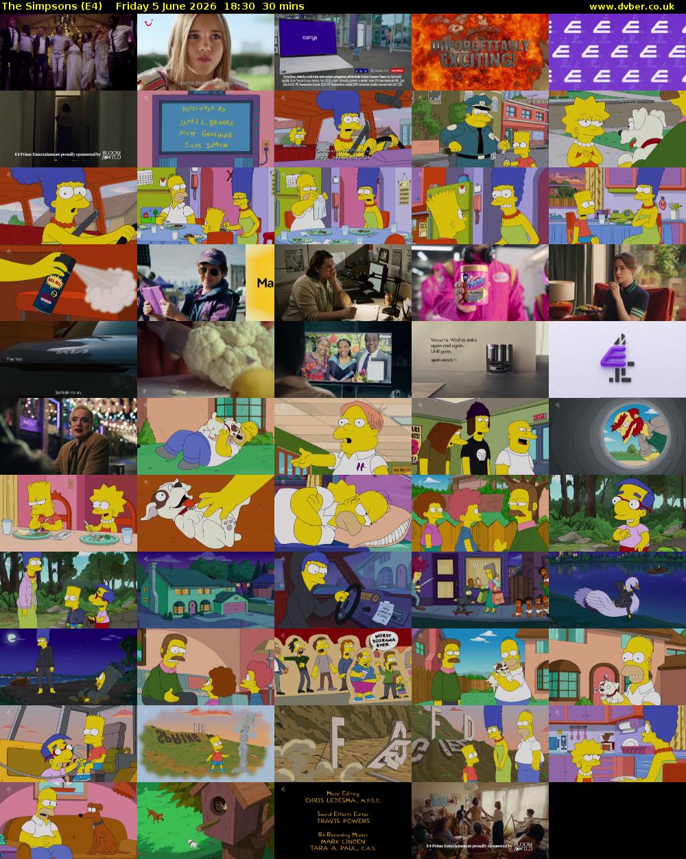 The Simpsons (E4) Friday 5 June 2026 18:30 - 19:00