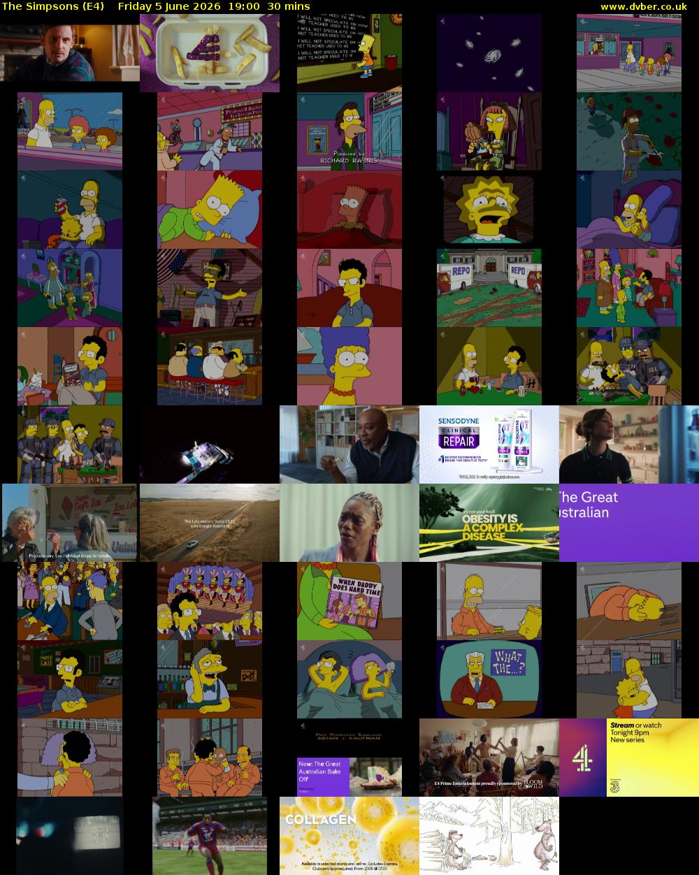 The Simpsons (E4) Friday 5 June 2026 19:00 - 19:30