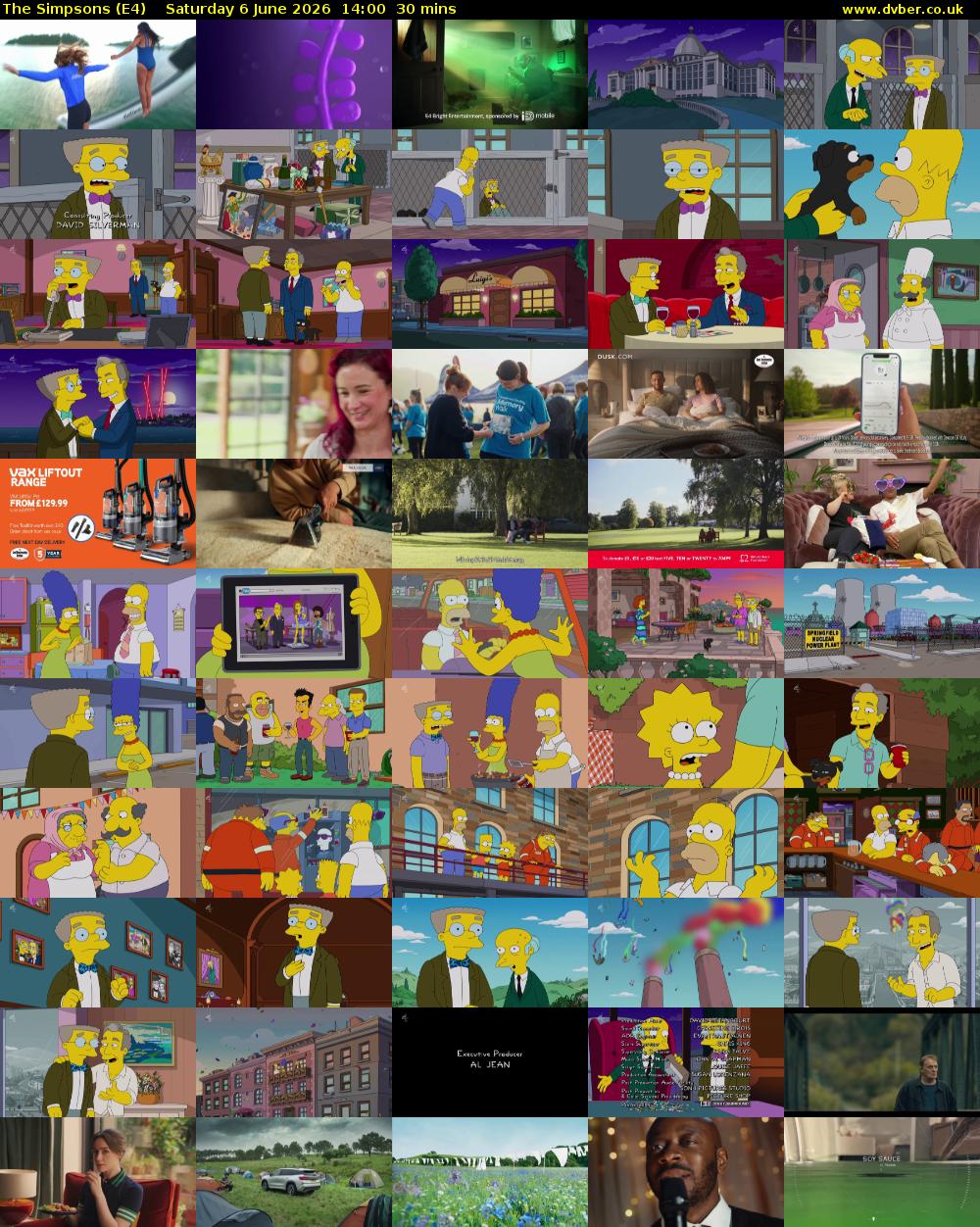 The Simpsons (E4) Saturday 6 June 2026 14:00 - 14:30