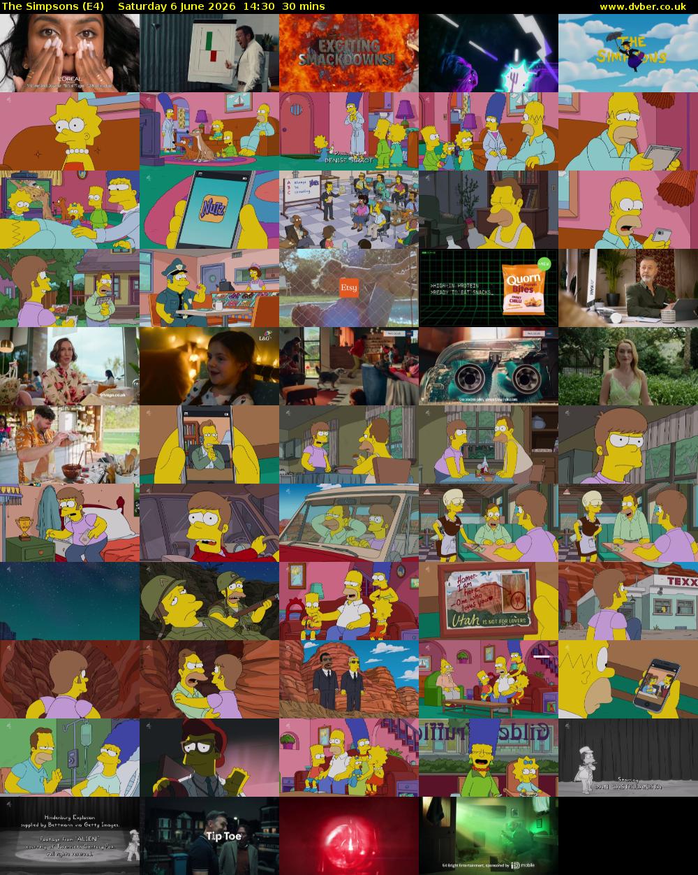 The Simpsons (E4) Saturday 6 June 2026 14:30 - 15:00