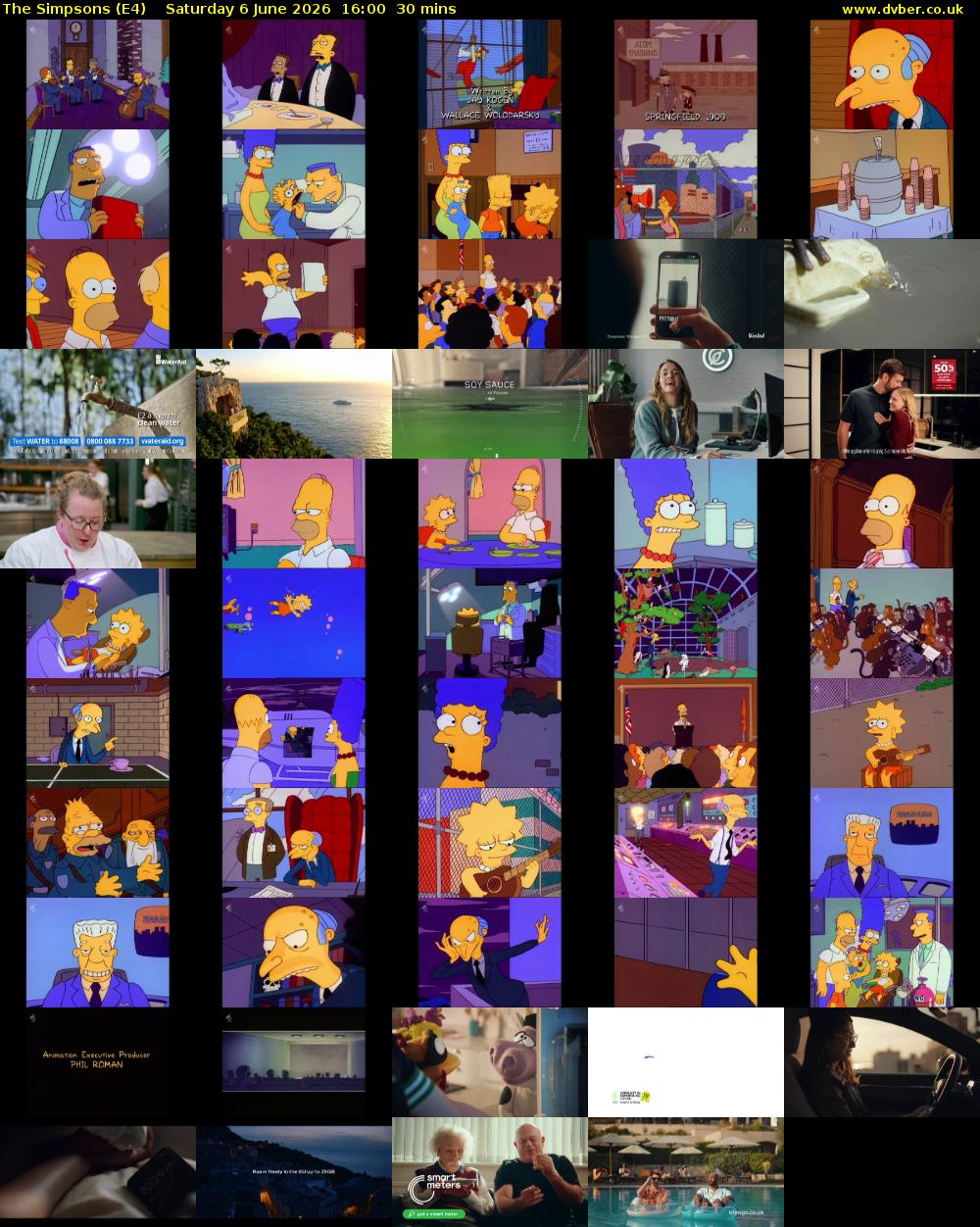 The Simpsons (E4) Saturday 6 June 2026 16:00 - 16:30