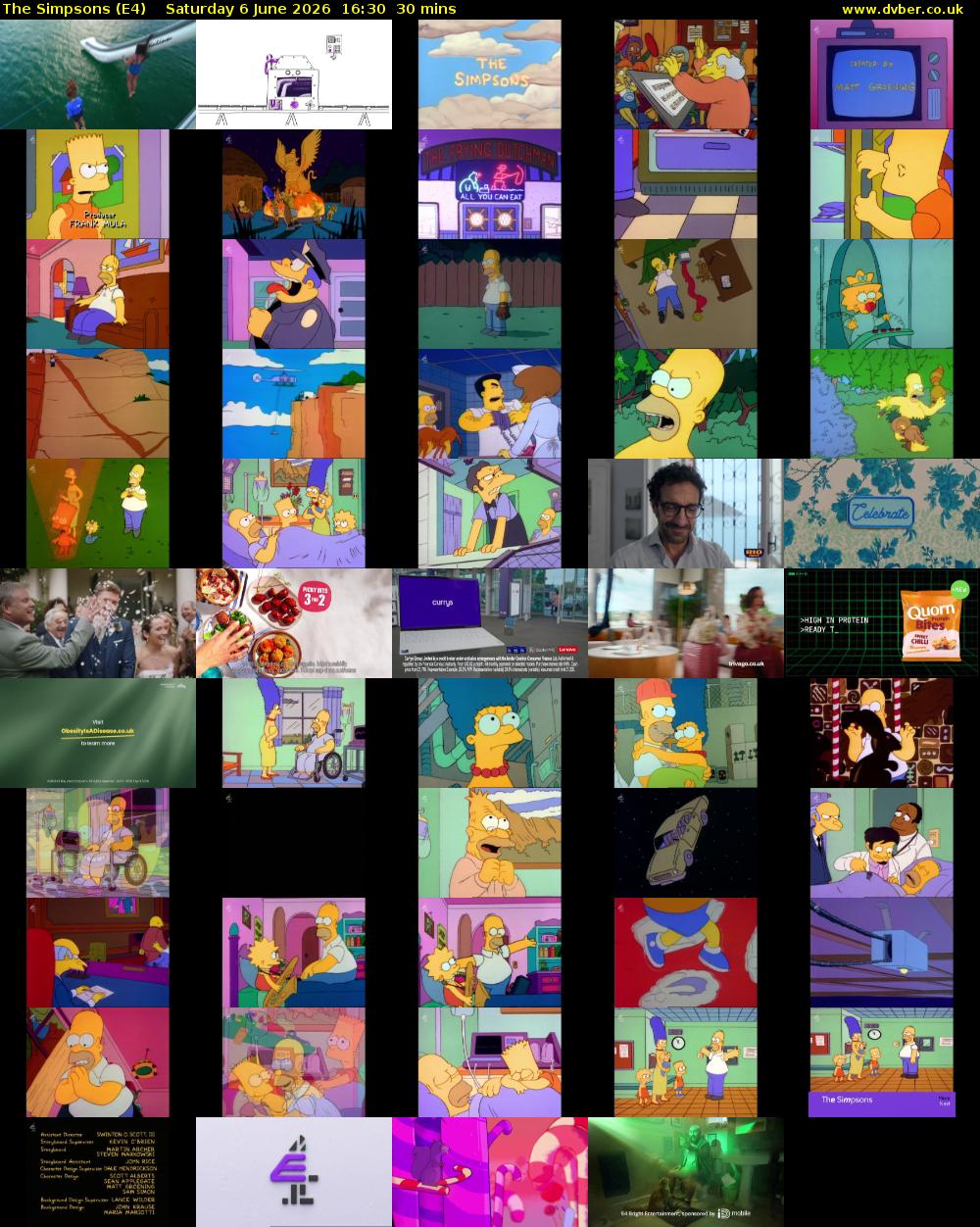 The Simpsons (E4) Saturday 6 June 2026 16:30 - 17:00