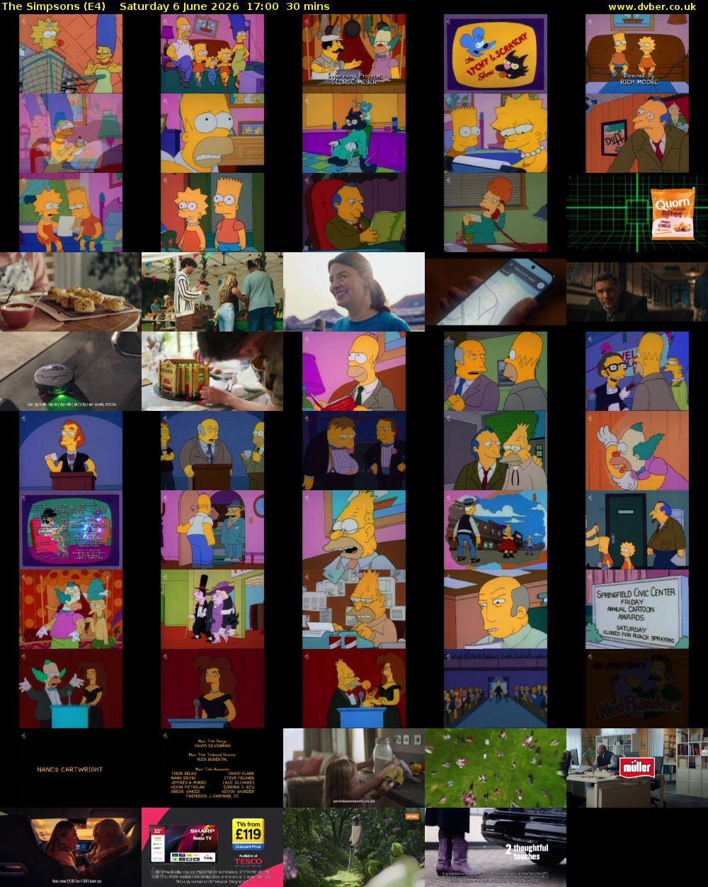 The Simpsons (E4) Saturday 6 June 2026 17:00 - 17:30