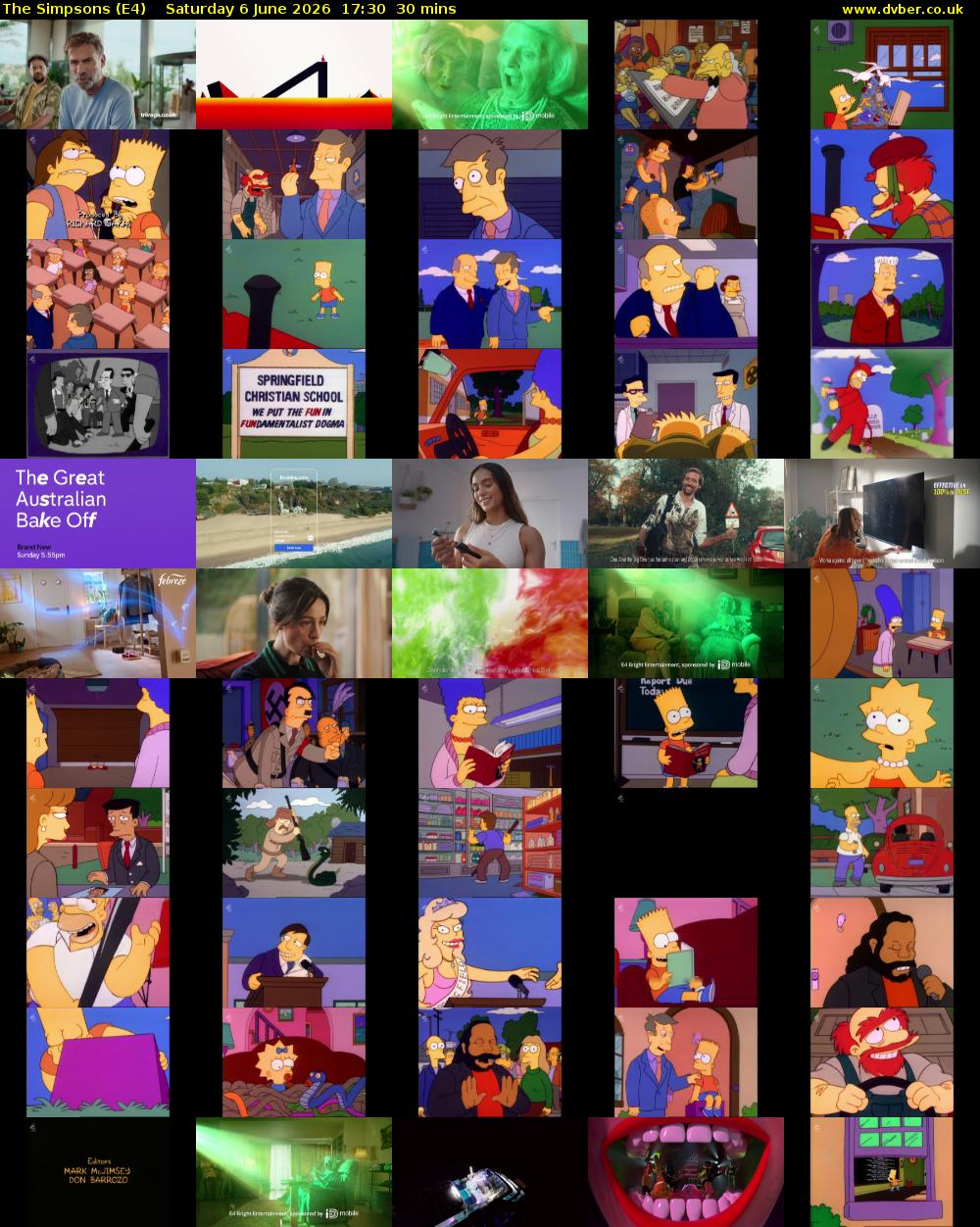The Simpsons (E4) Saturday 6 June 2026 17:30 - 18:00