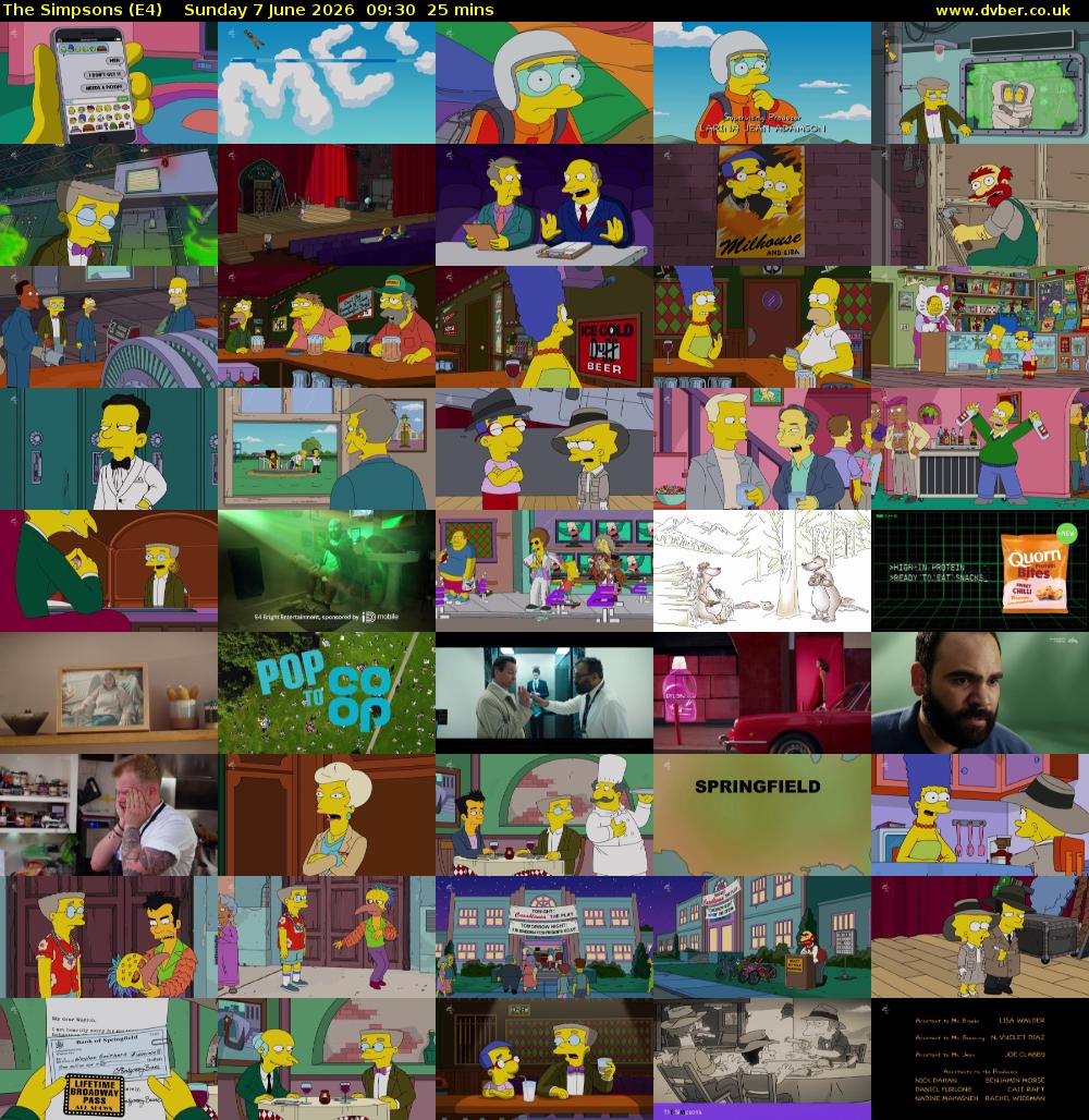 The Simpsons (E4) Sunday 7 June 2026 09:30 - 09:55