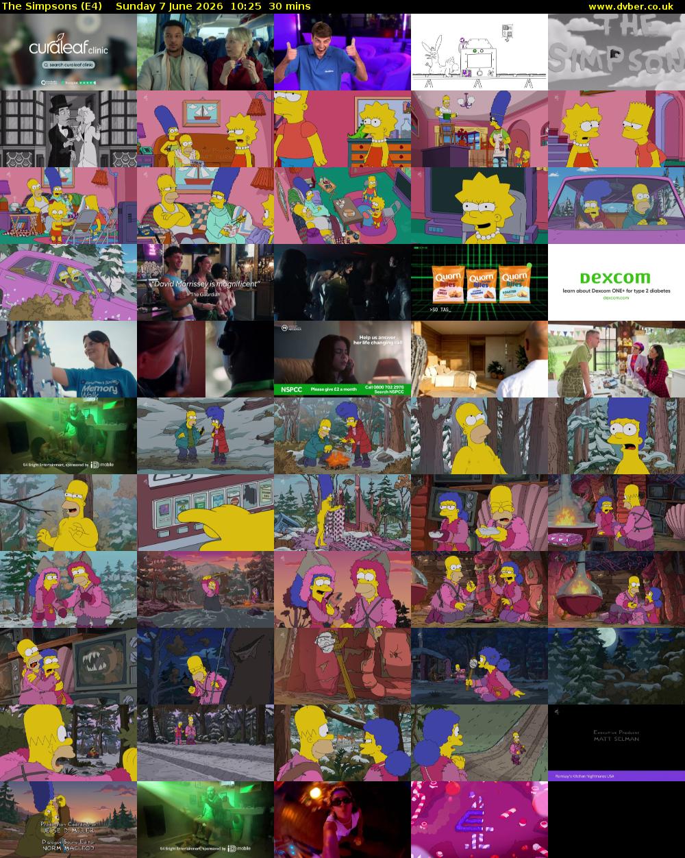 The Simpsons (E4) Sunday 7 June 2026 10:25 - 10:55
